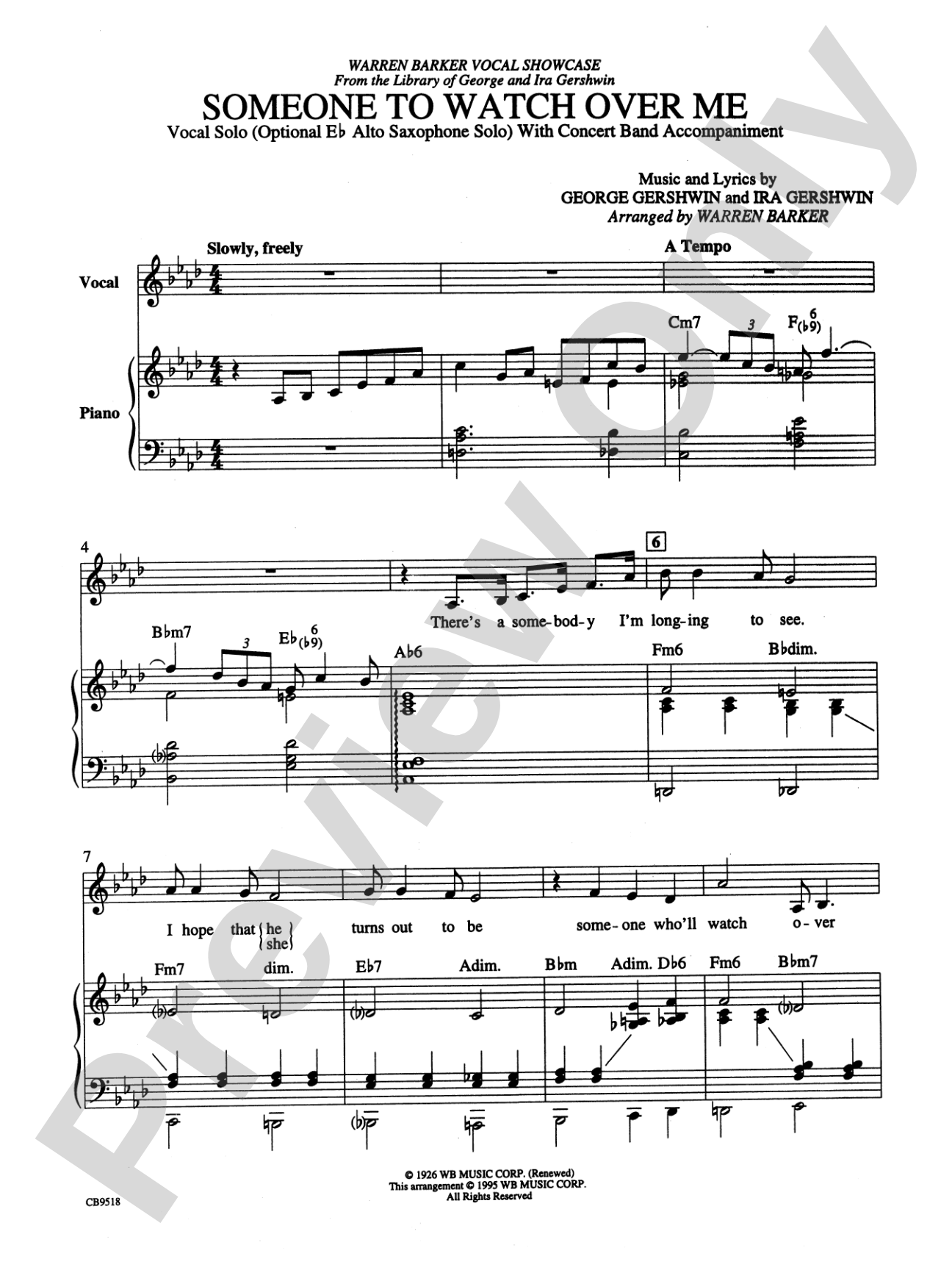 Someone to Watch Over Me: Piano Accompaniment
