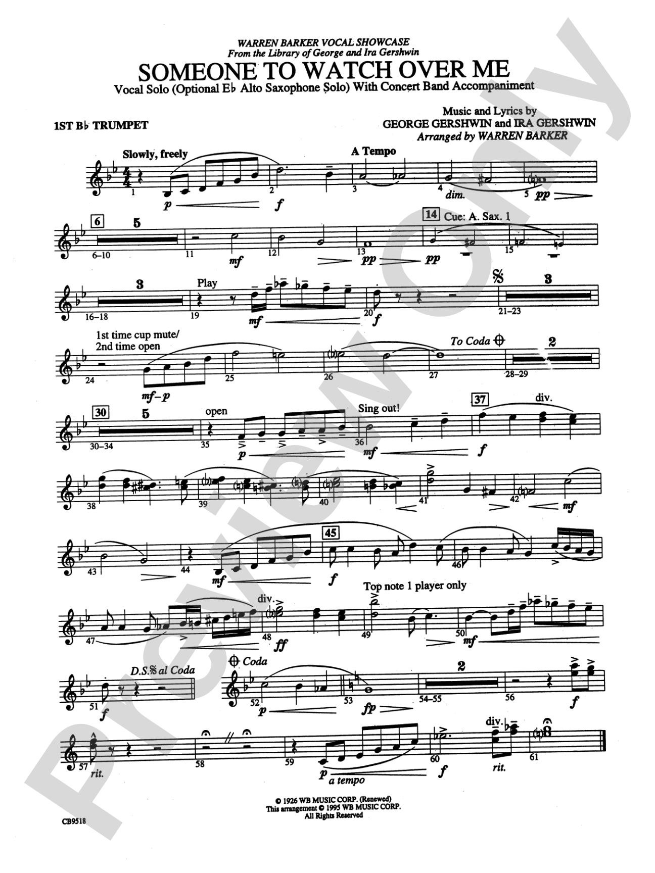 Someone to Watch Over Me: 1st B-flat Trumpet