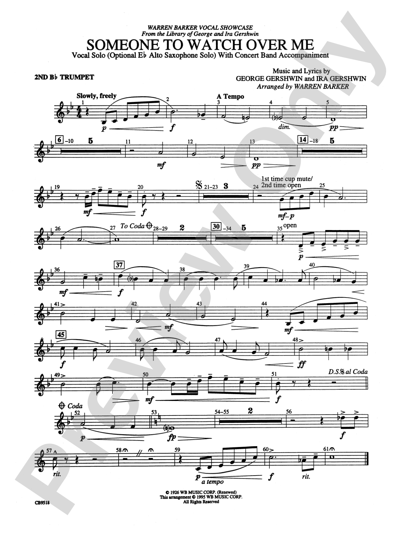 Someone to Watch Over Me: 2nd B-flat Trumpet