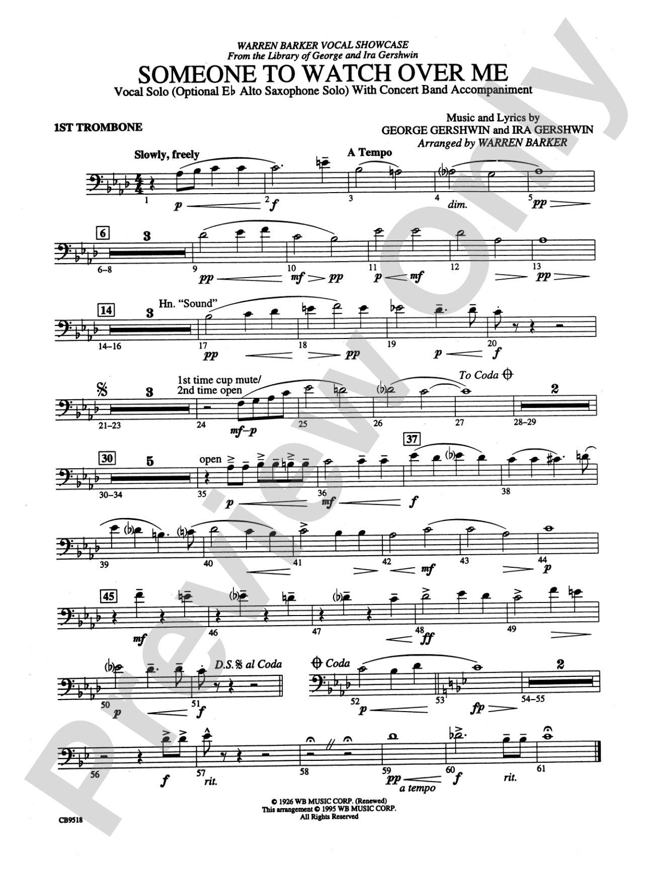 Someone to Watch Over Me: 1st Trombone