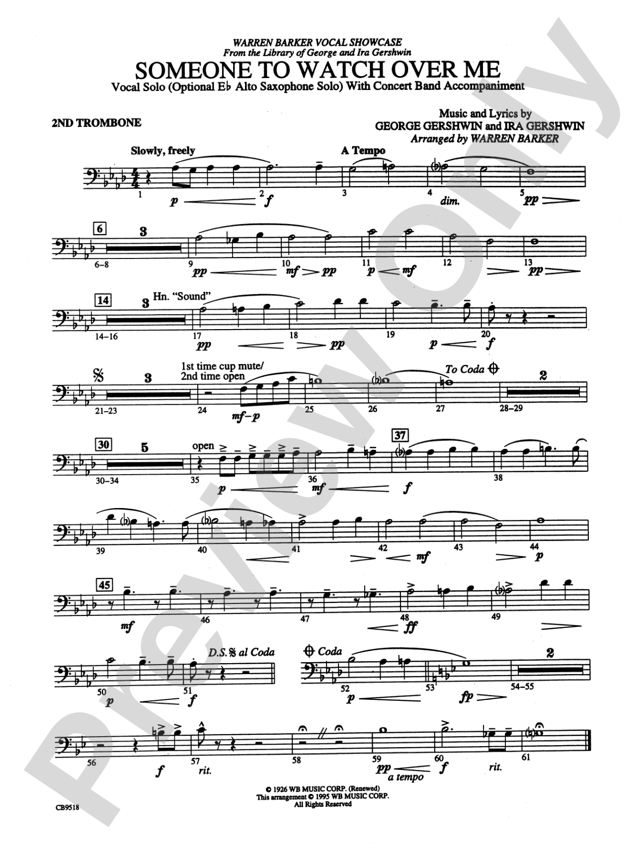 Someone to Watch Over Me: 2nd Trombone
