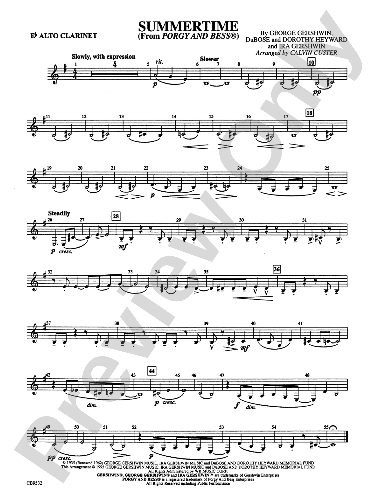 Summertime: E-flat Alto Clarinet