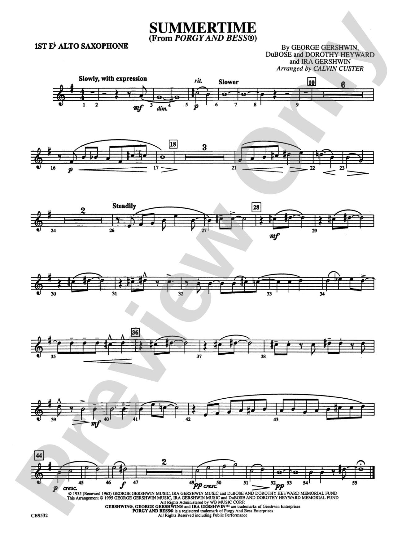 Summertime: E-flat Alto Saxophone