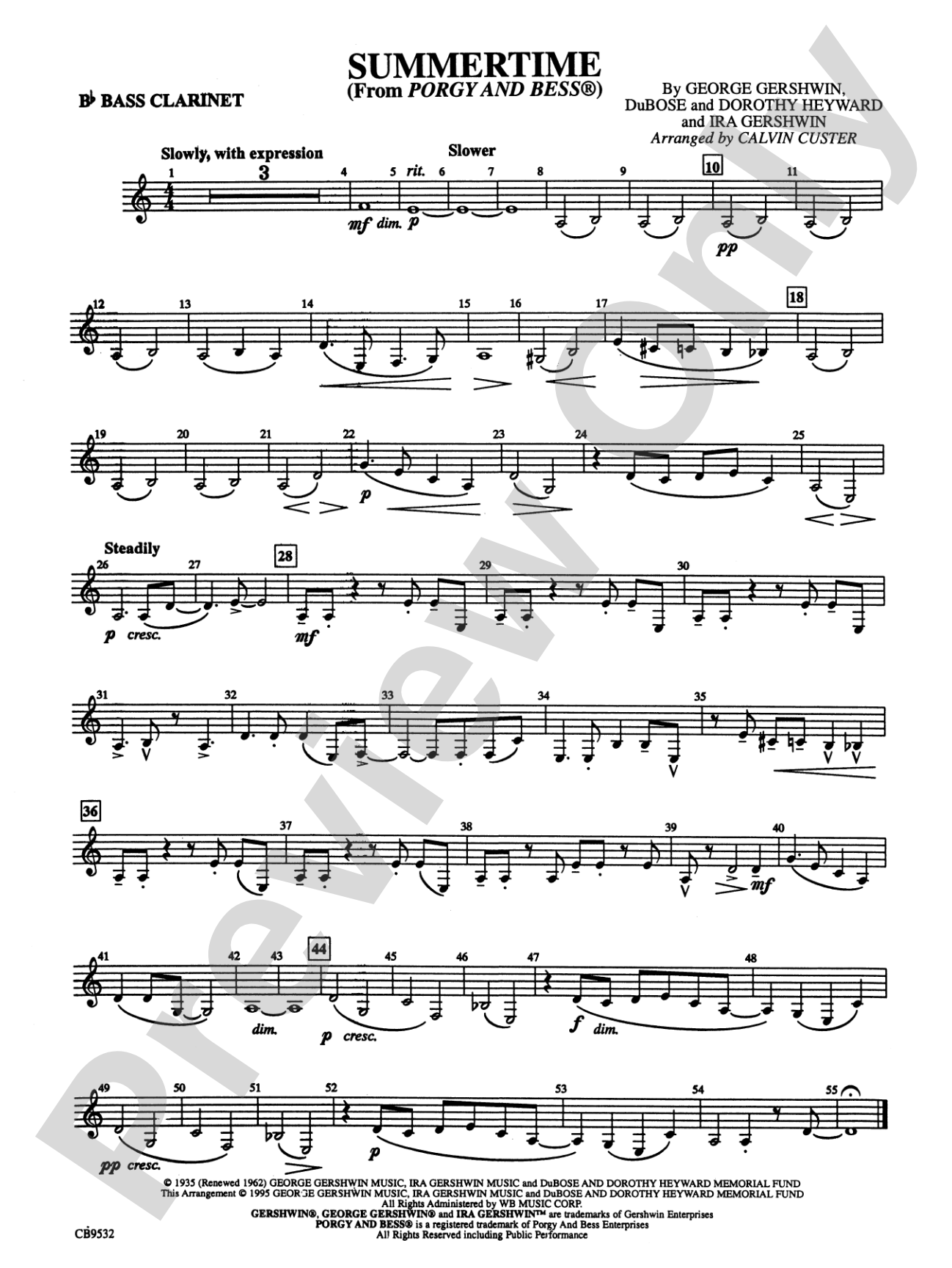 Summertime: B-flat Bass Clarinet