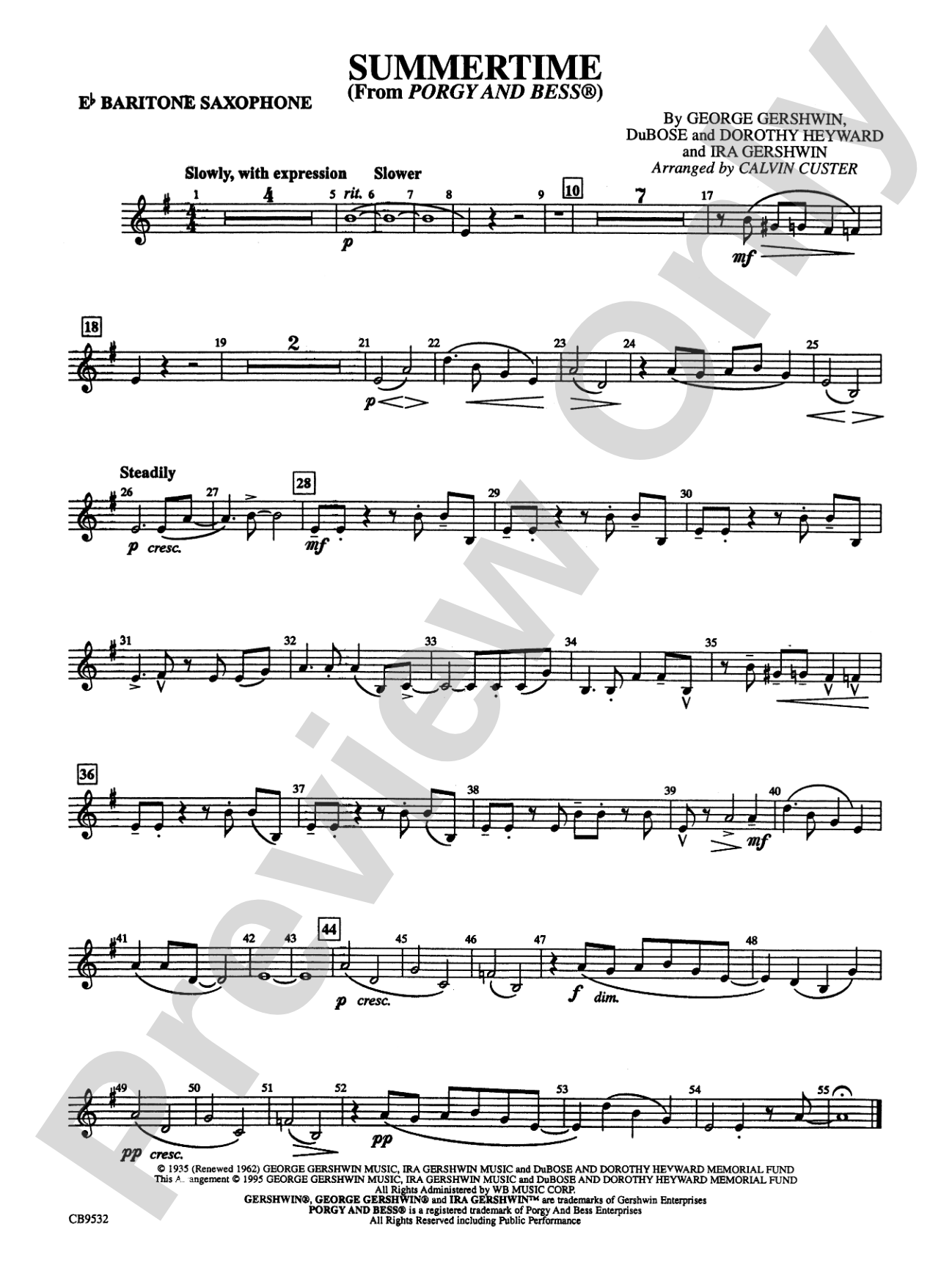 Summertime: E-flat Baritone Saxophone