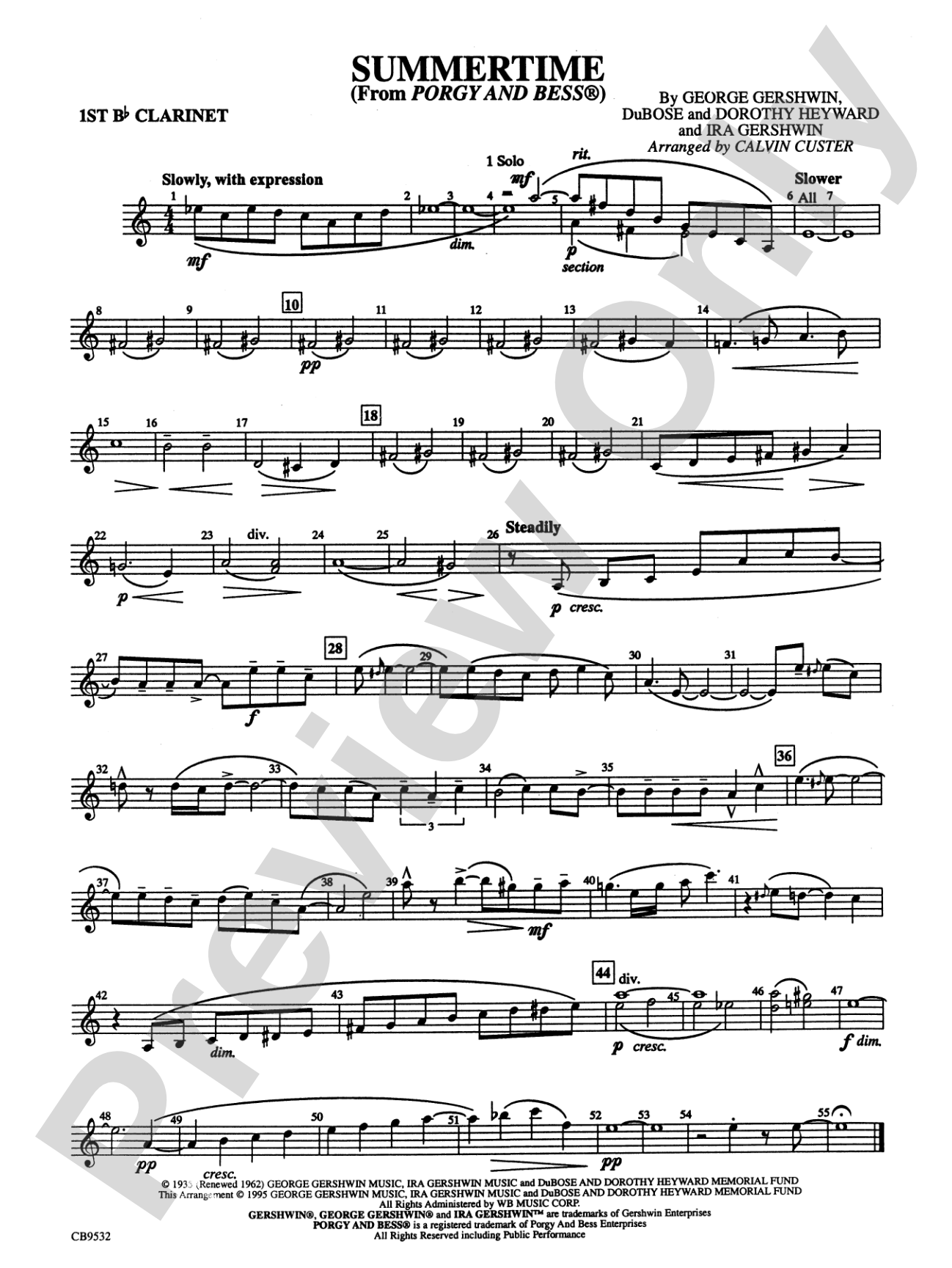 Summertime: 1st B-flat Clarinet