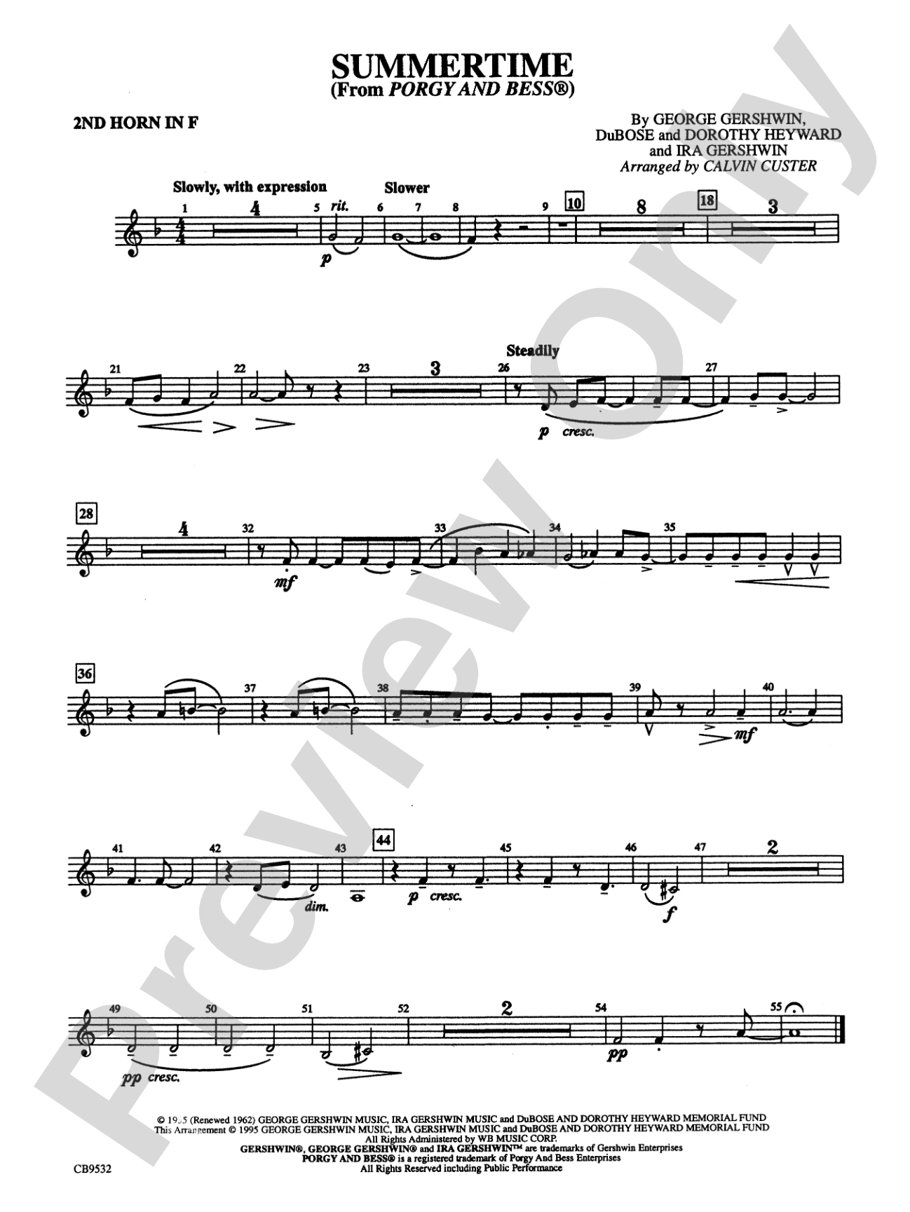 Summertime: 2nd F Horn