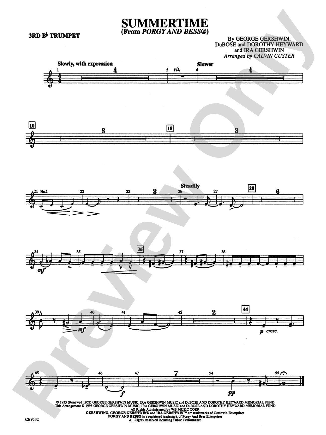 Summertime: 3rd B-flat Trumpet