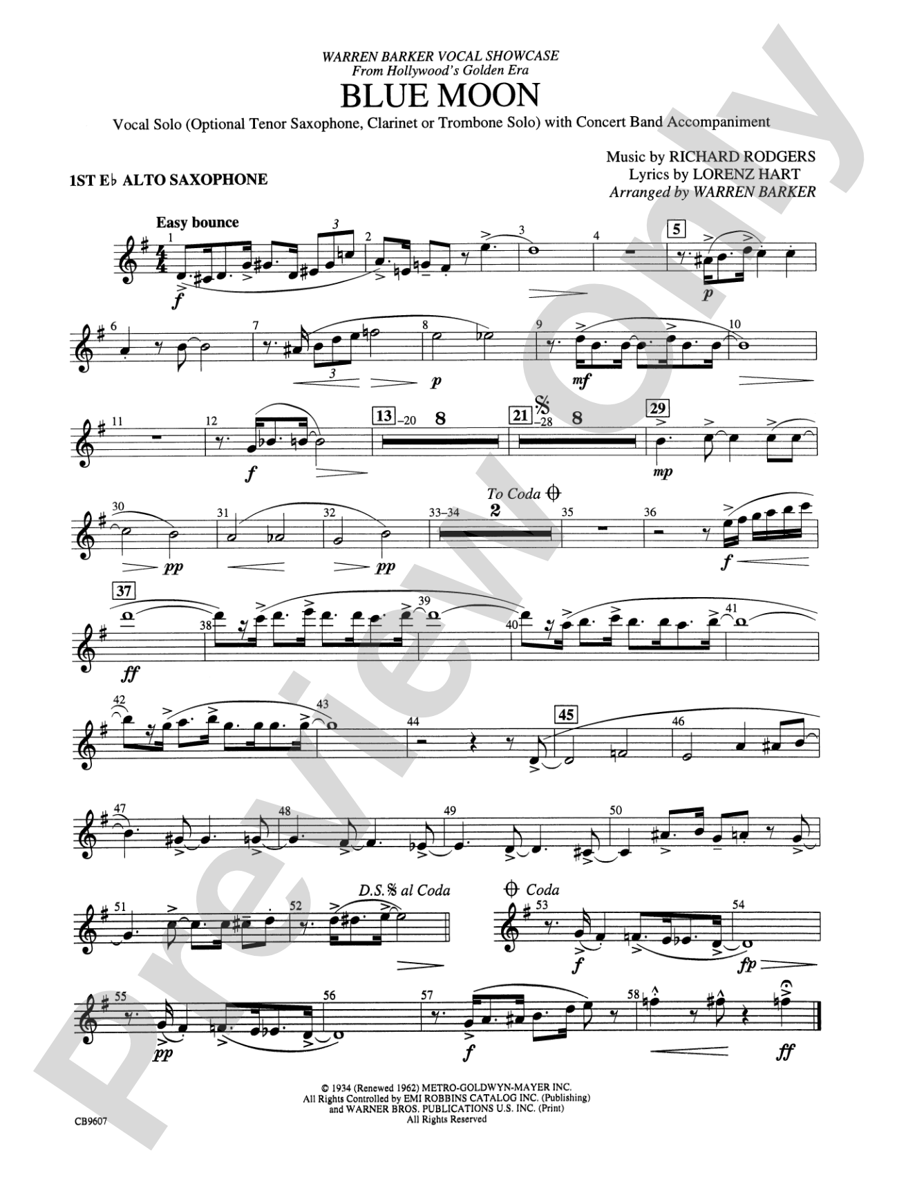 Blue Moon: E-flat Alto Saxophone