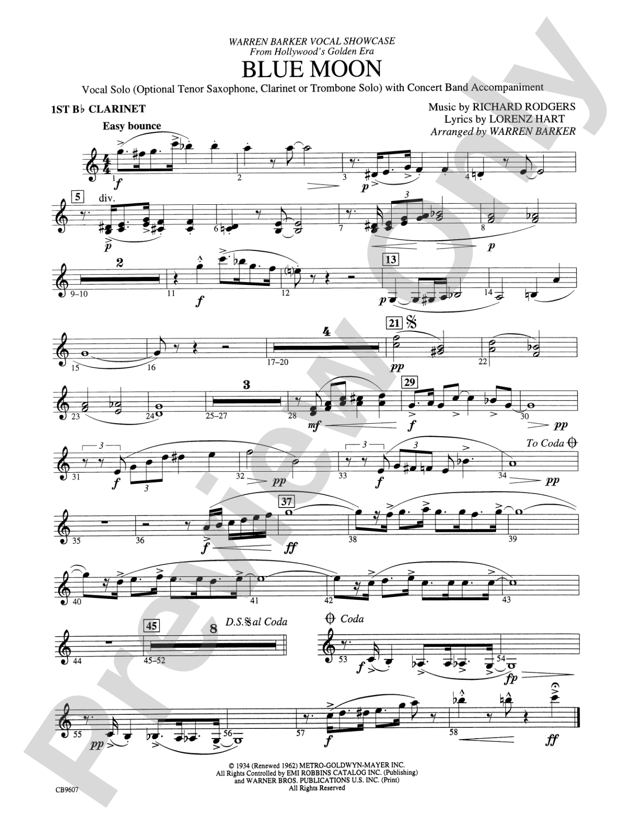 Blue Moon: 1st B-flat Clarinet