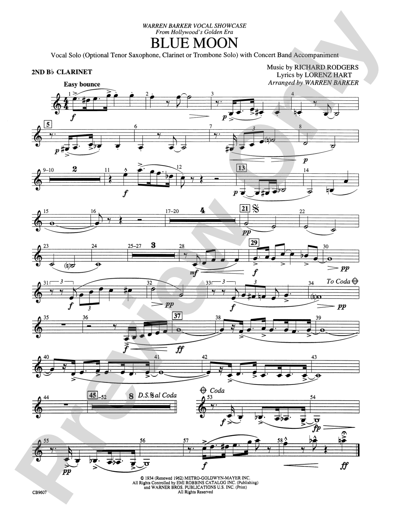 Blue Moon: 2nd B-flat Clarinet