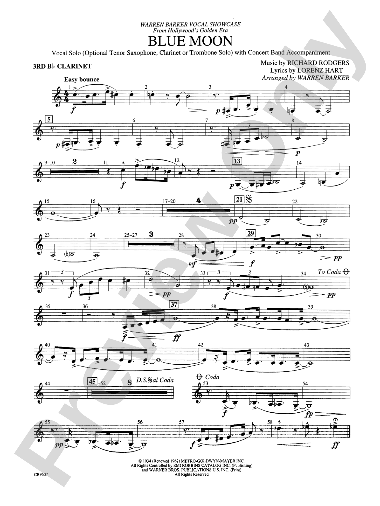 Blue Moon: 3rd B-flat Clarinet