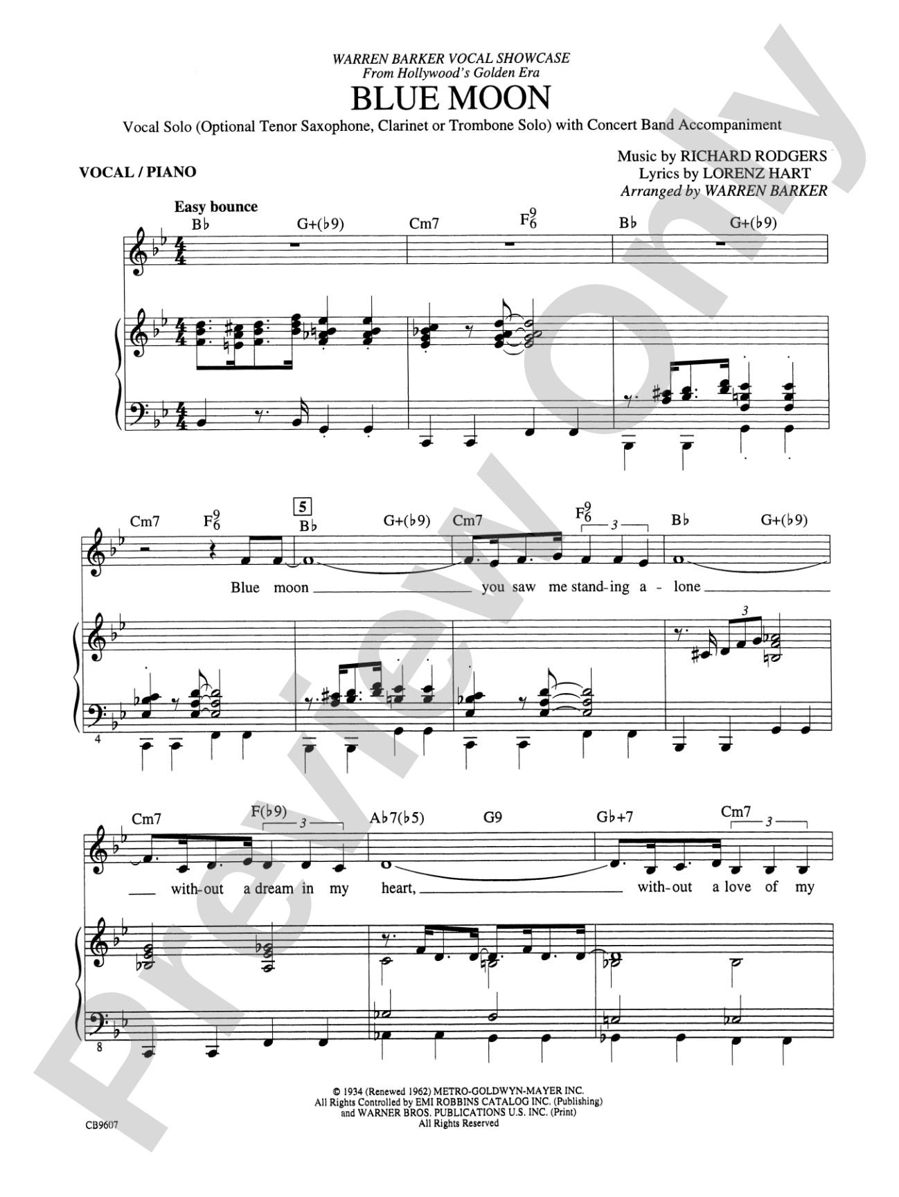 Blue Moon: Piano Accompaniment