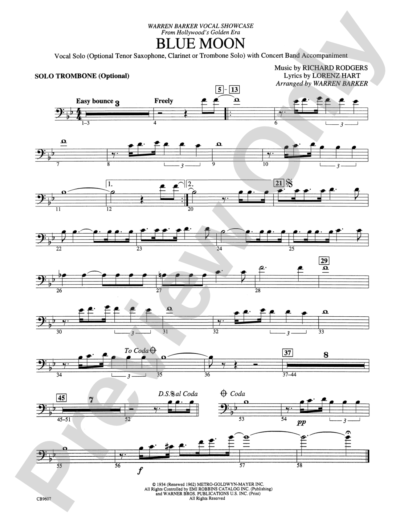 Blue Moon: Solo Trombone