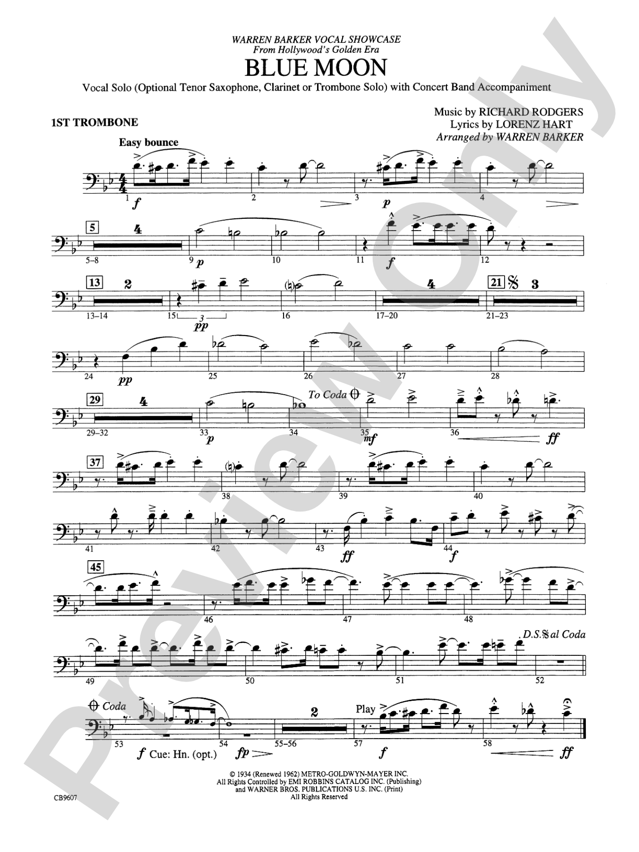 Blue Moon: 1st Trombone