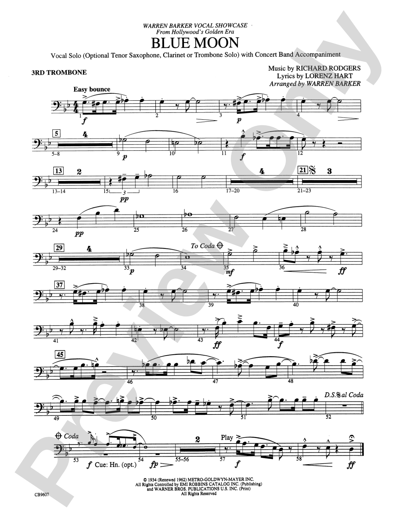 Blue Moon: 3rd Trombone