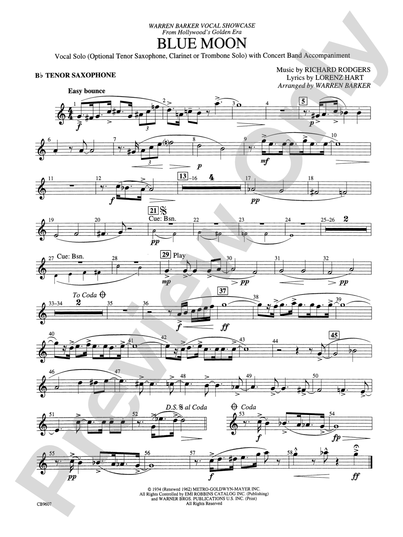 Blue Moon: B-flat Tenor Saxophone