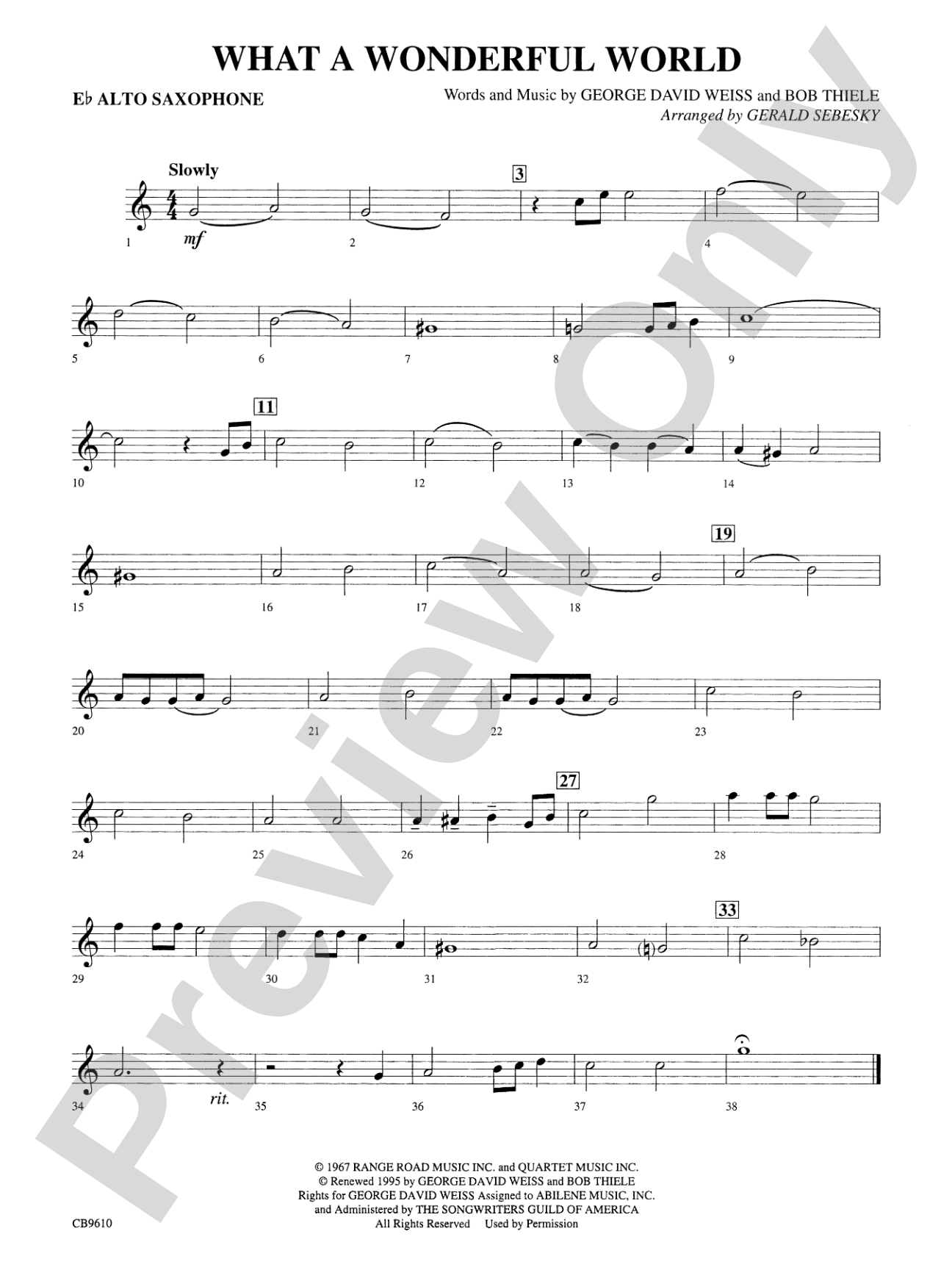 What a Wonderful World: E-flat Alto Saxophone