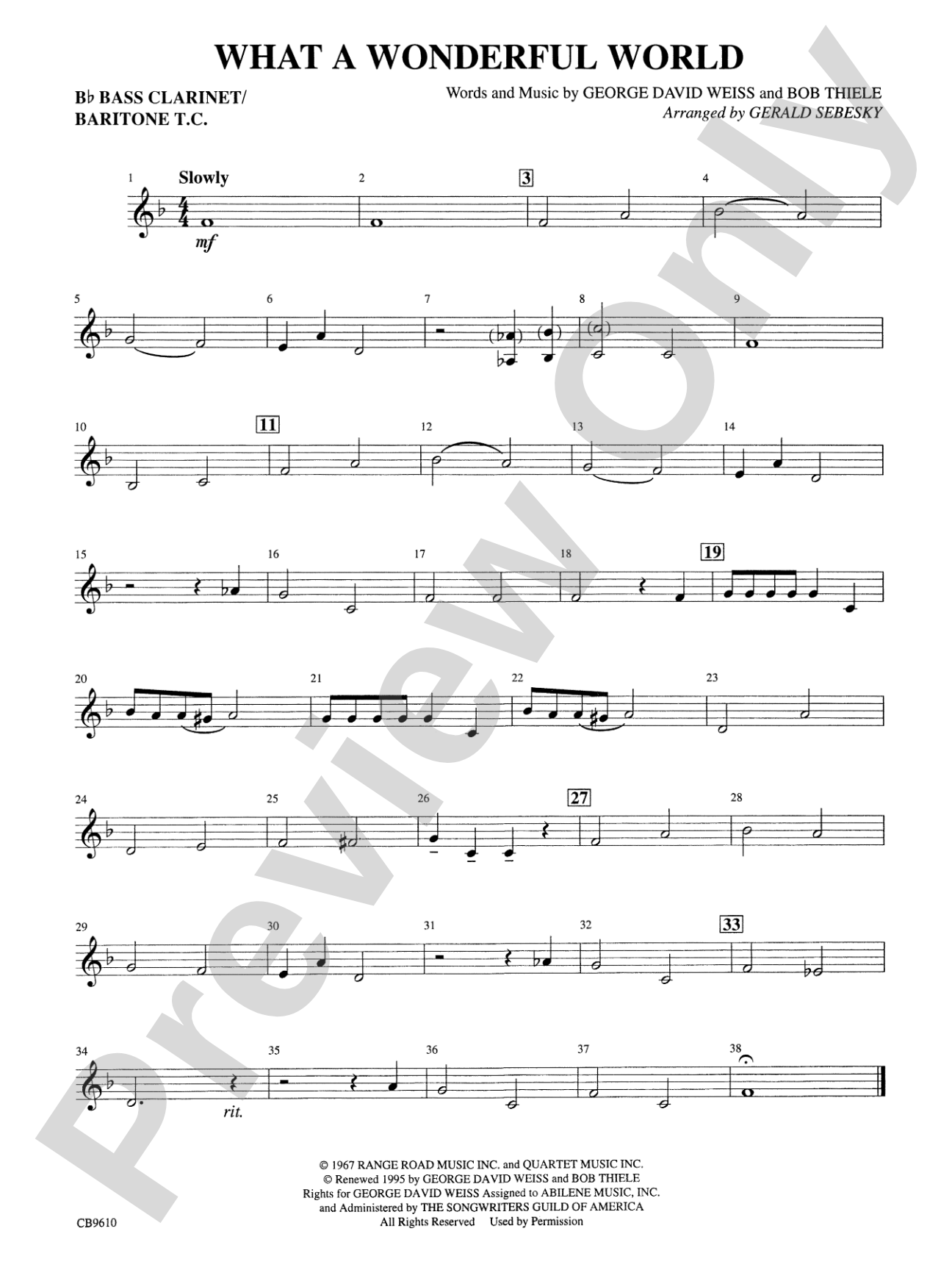 What a Wonderful World: B-flat Bass Clarinet