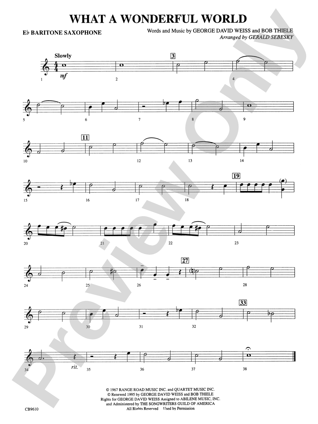 What a Wonderful World: E-flat Baritone Saxophone