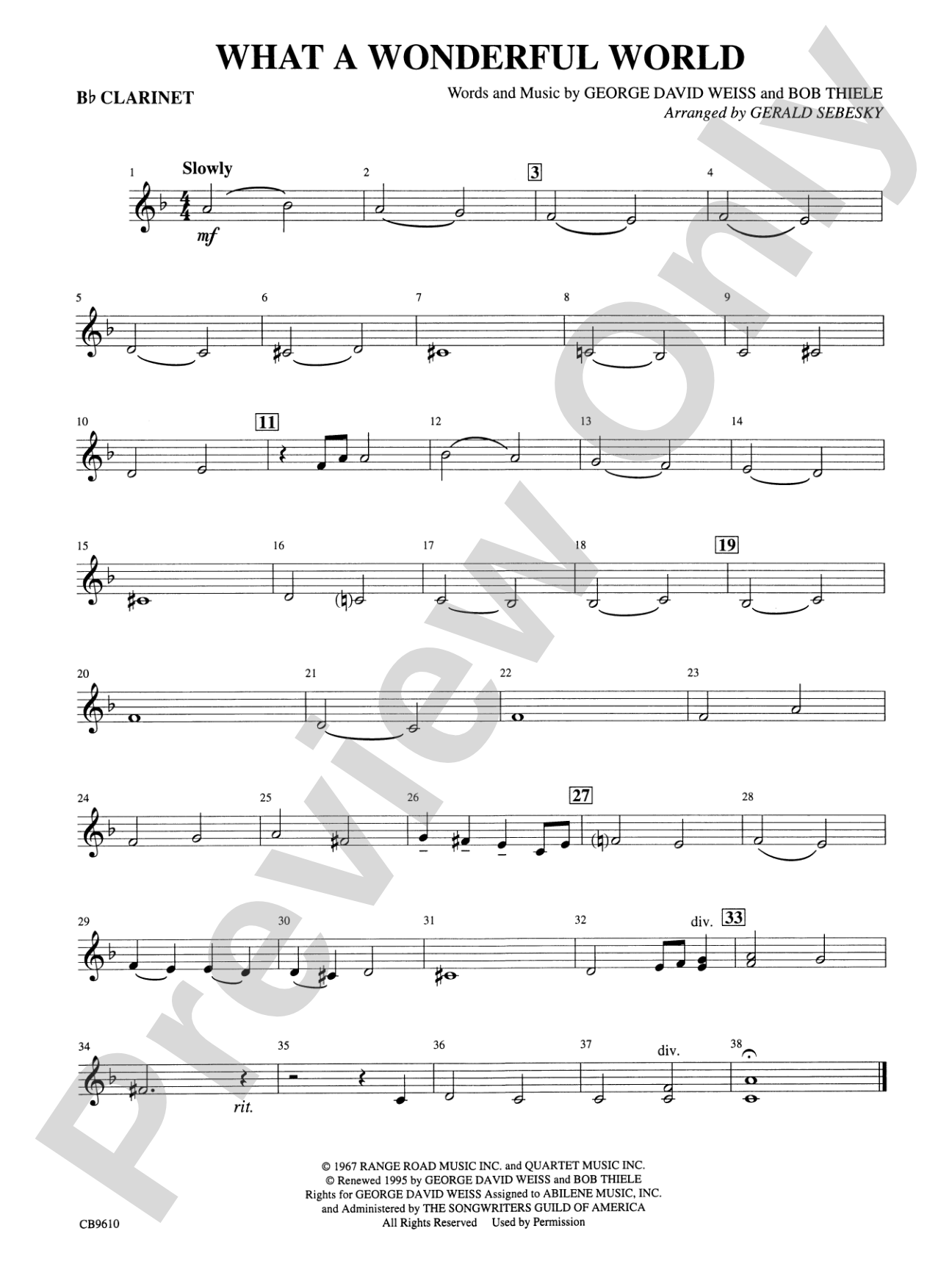 What a Wonderful World: 1st B-flat Clarinet