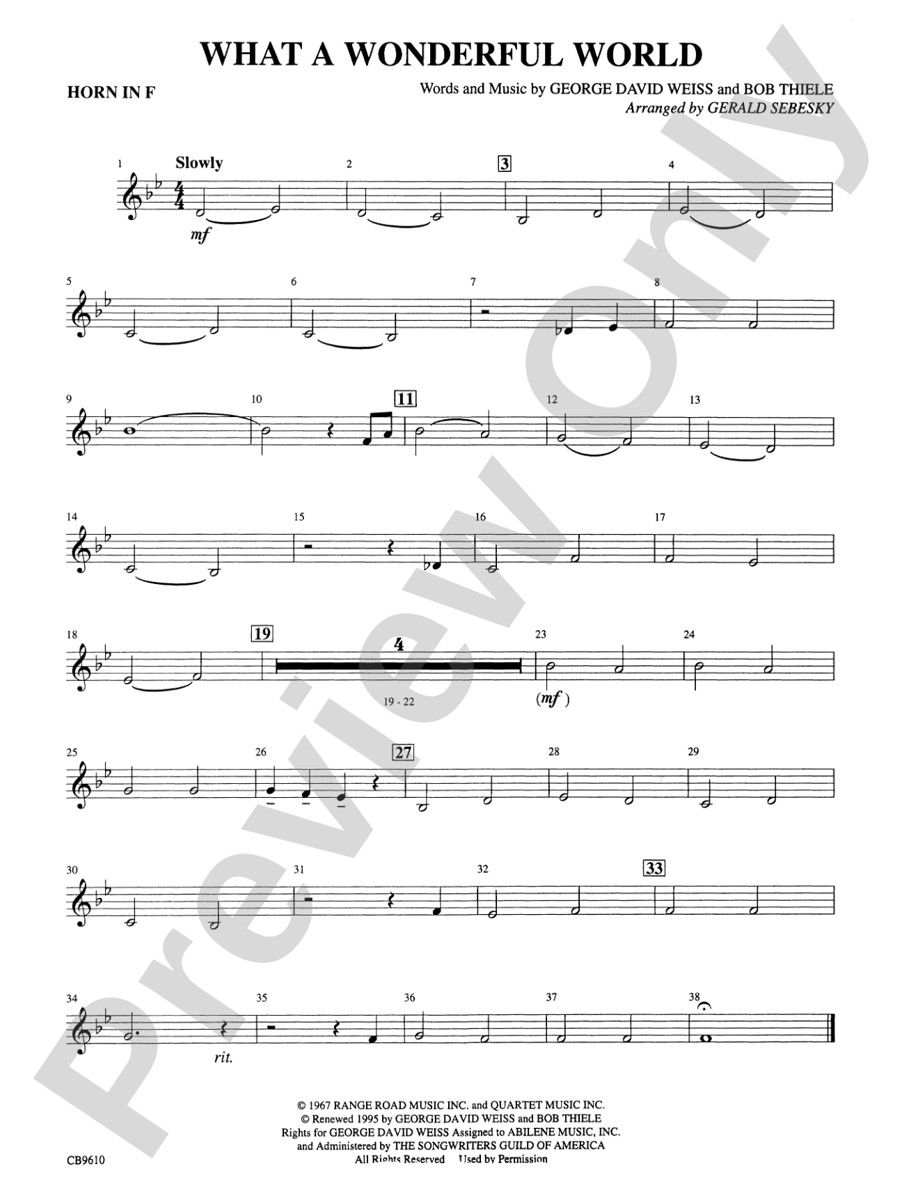 What a Wonderful World: 1st F Horn