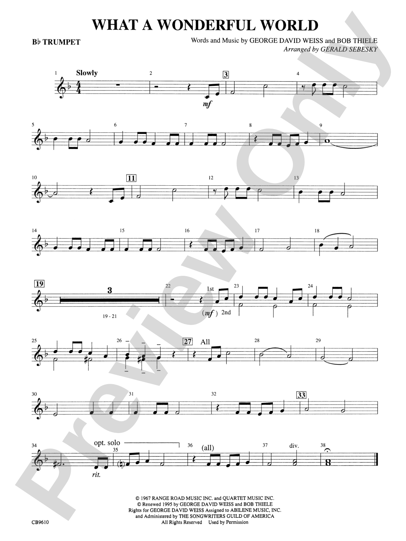 What a Wonderful World: 1st B-flat Trumpet