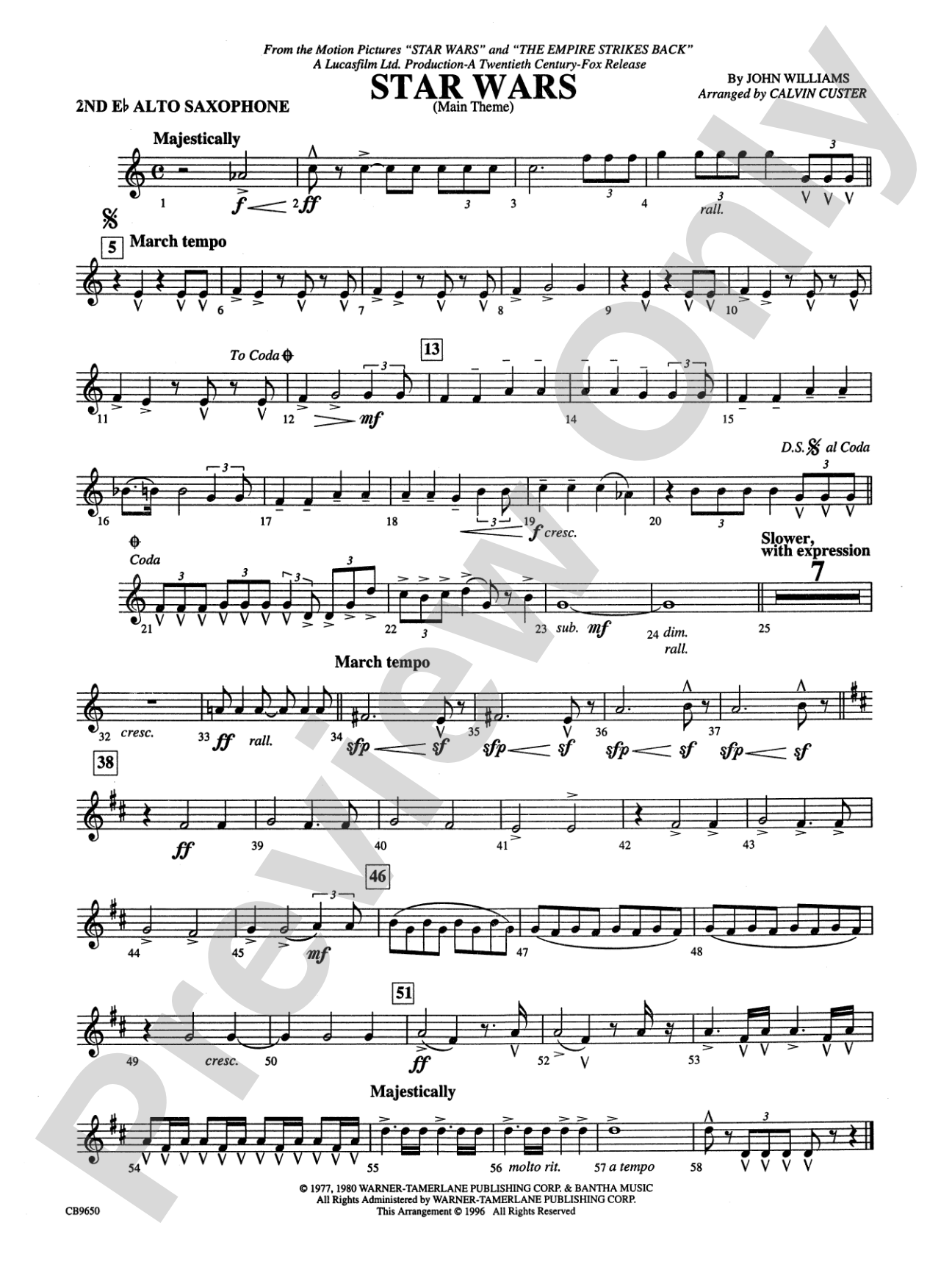 Star Wars® Main Theme: 2nd E-flat Alto Saxophone