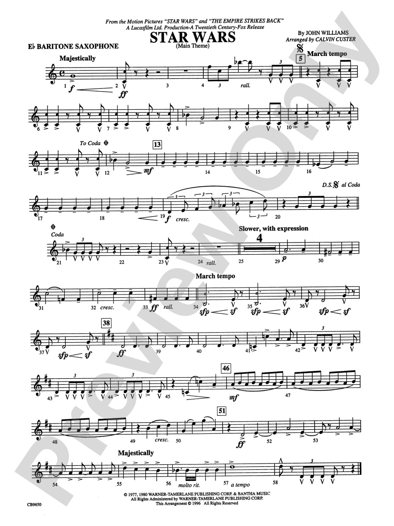 Star Wars® Main Theme: E-flat Baritone Saxophone