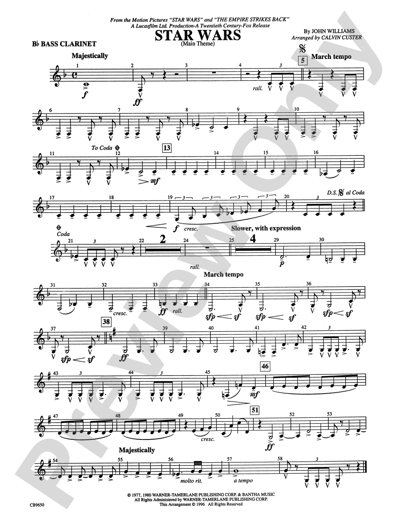 Star Wars® Main Theme: B-flat Bass Clarinet
