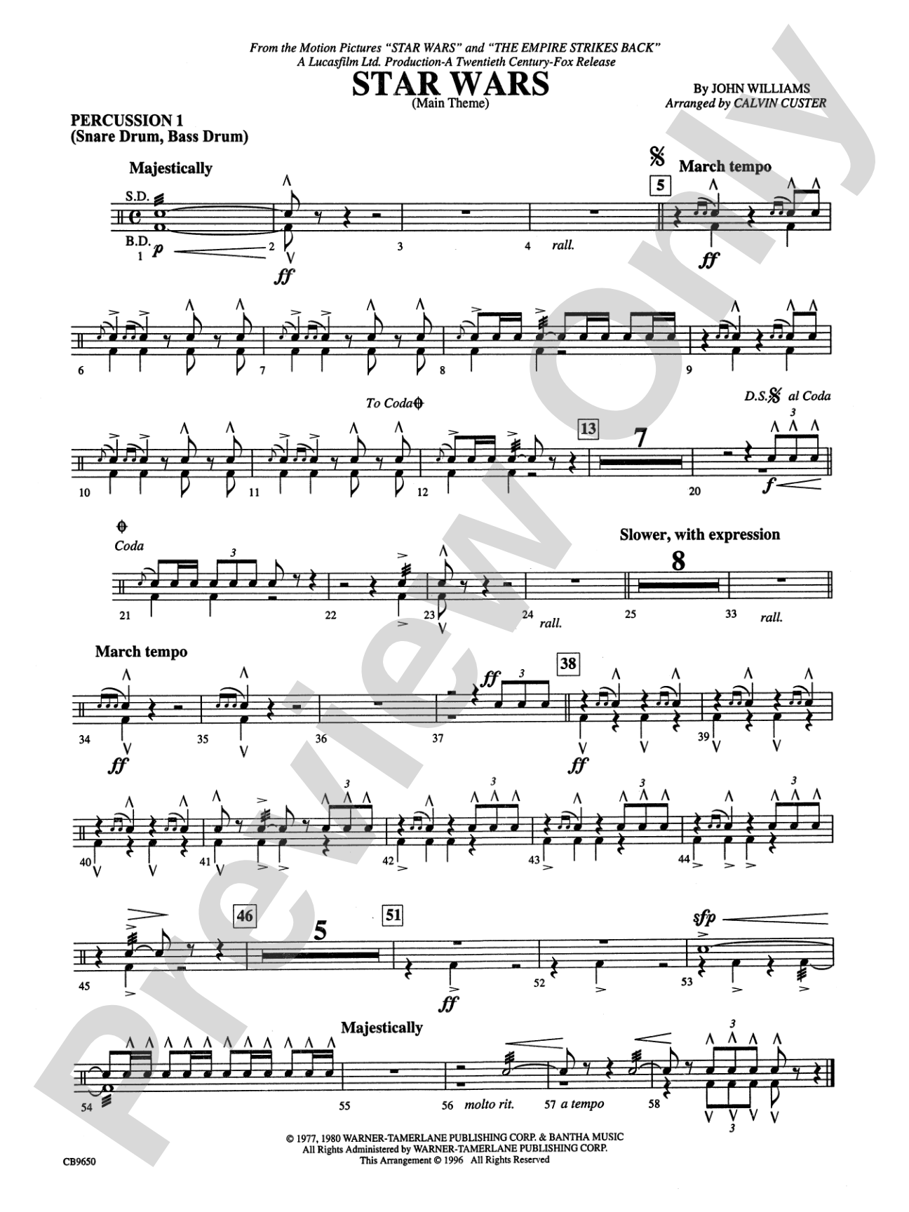 Star Wars® Main Theme: 1st Percussion