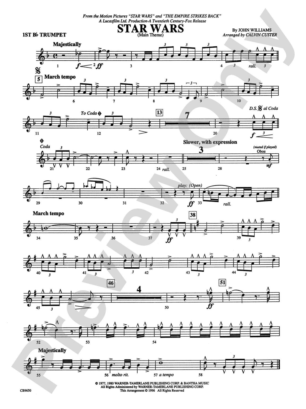 Star Wars® Main Theme: 1st B-flat Trumpet