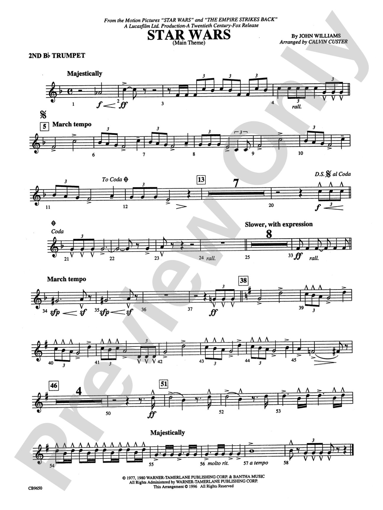 Star Wars® Main Theme: 2nd B-flat Trumpet