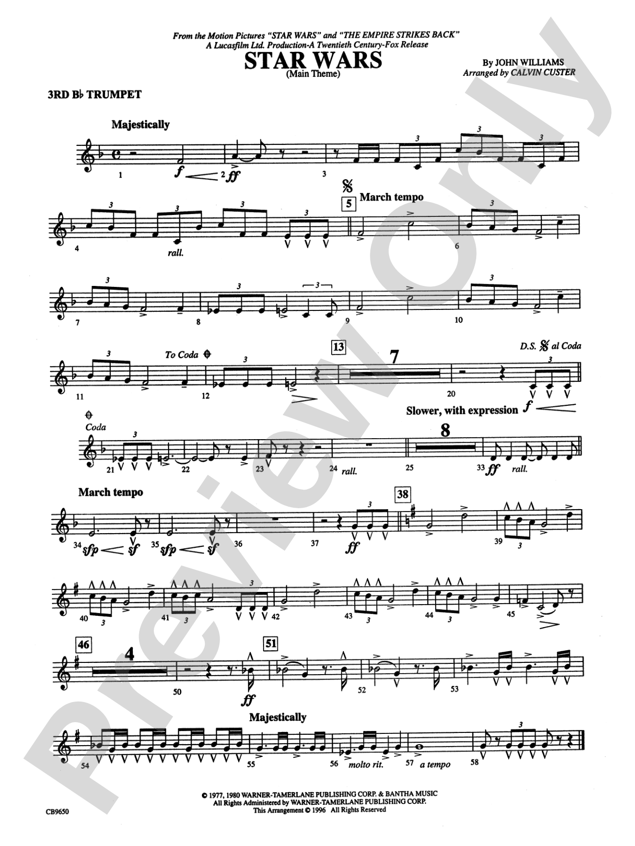Star Wars® Main Theme: 3rd B-flat Trumpet
