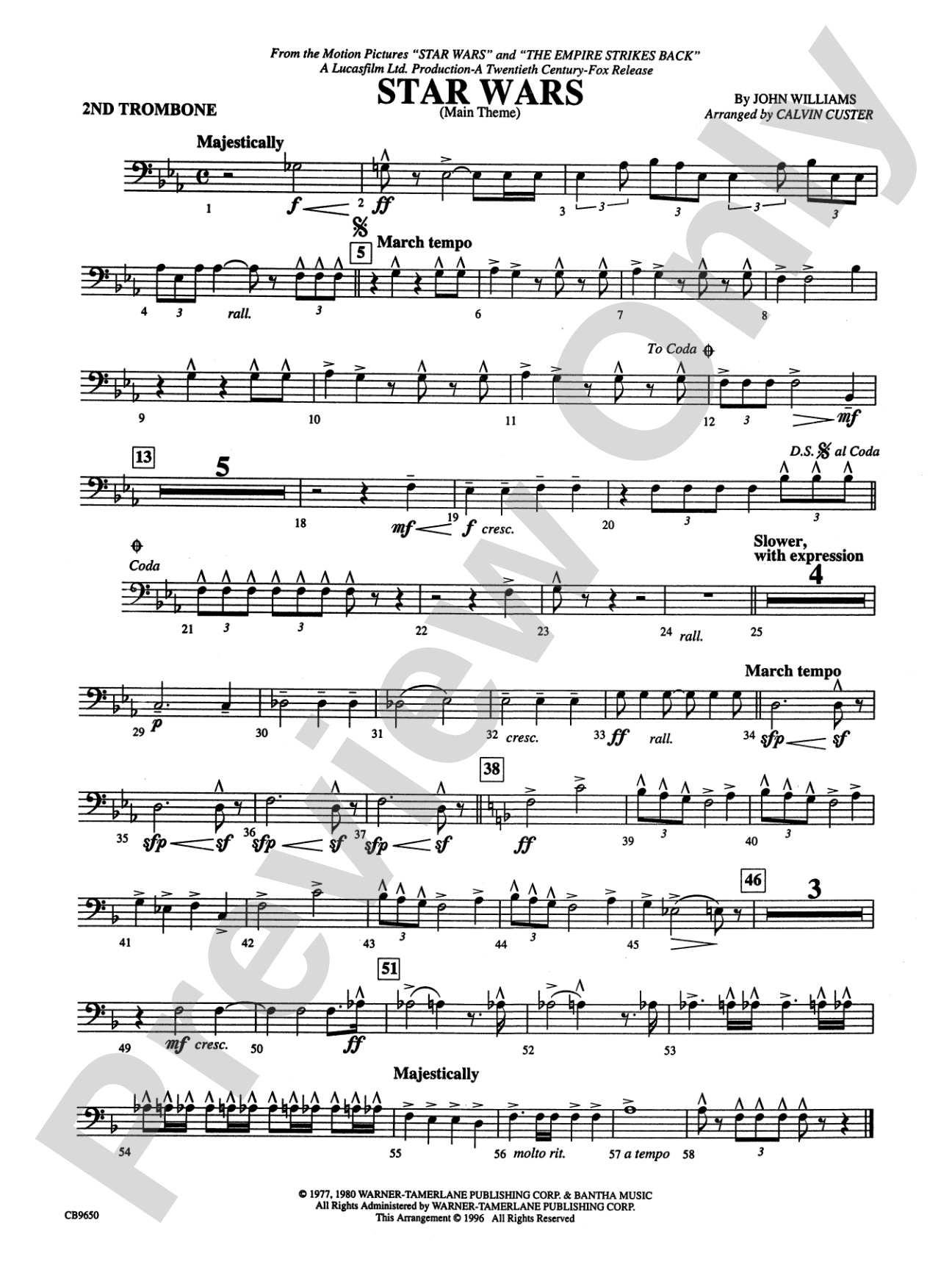Star Wars® Main Theme: 2nd Trombone