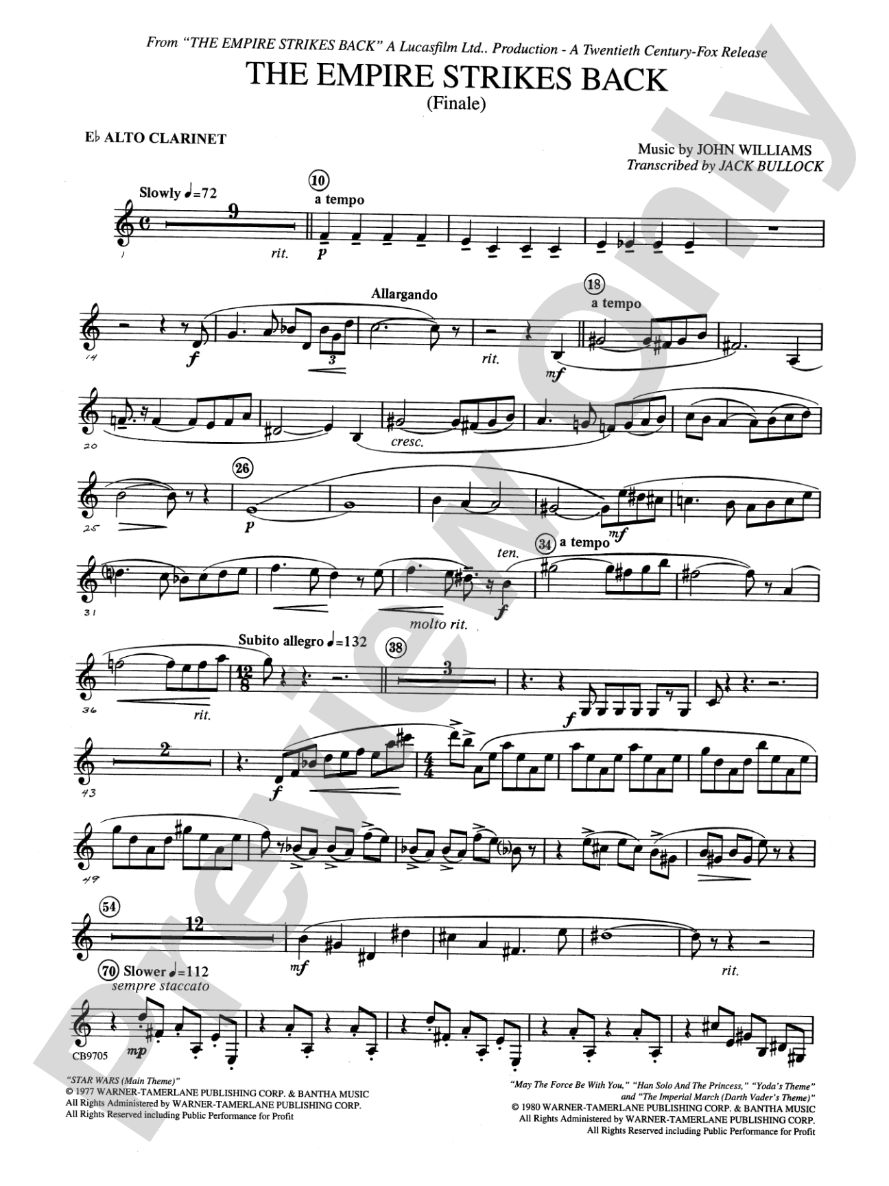 The Empire Strikes Back (Finale): E-flat Alto Clarinet