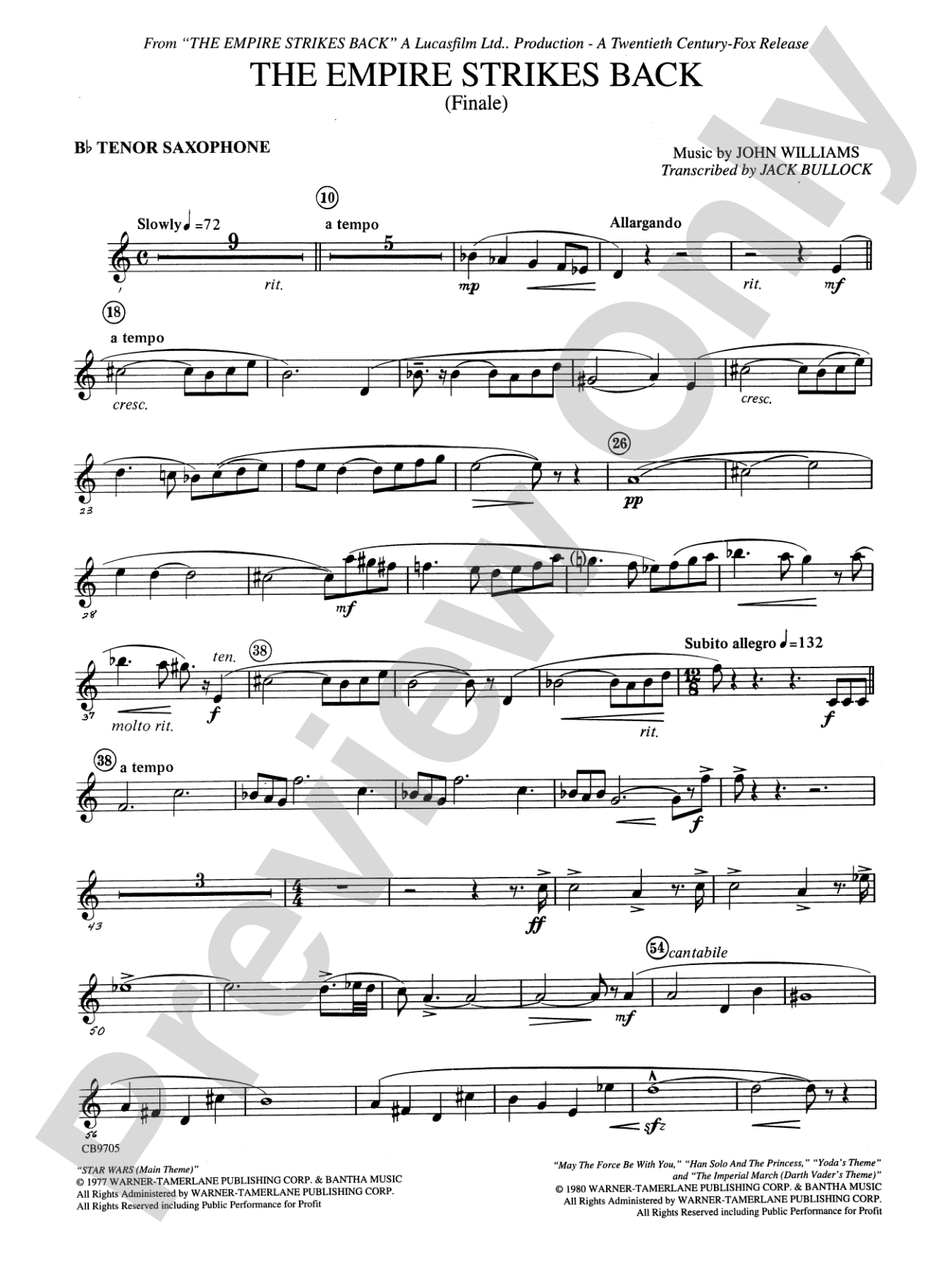 The Empire Strikes Back (Finale): B-flat Tenor Saxophone
