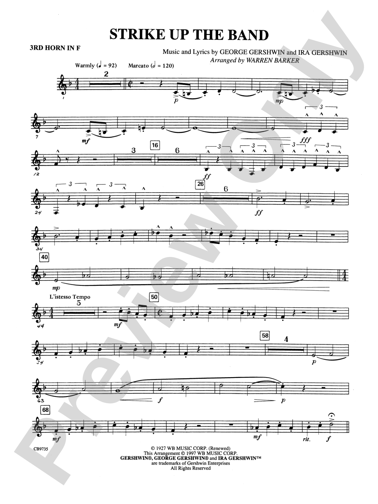 Strike Up the Band: 3rd F Horn