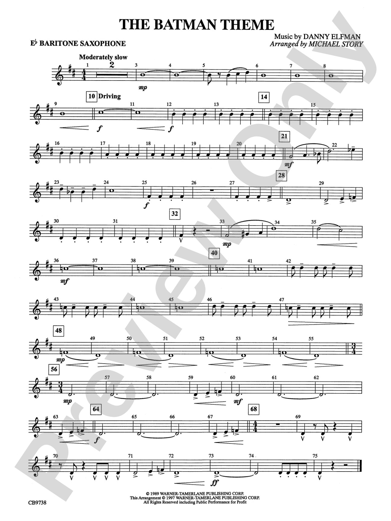 Batman Theme: E-flat Baritone Saxophone