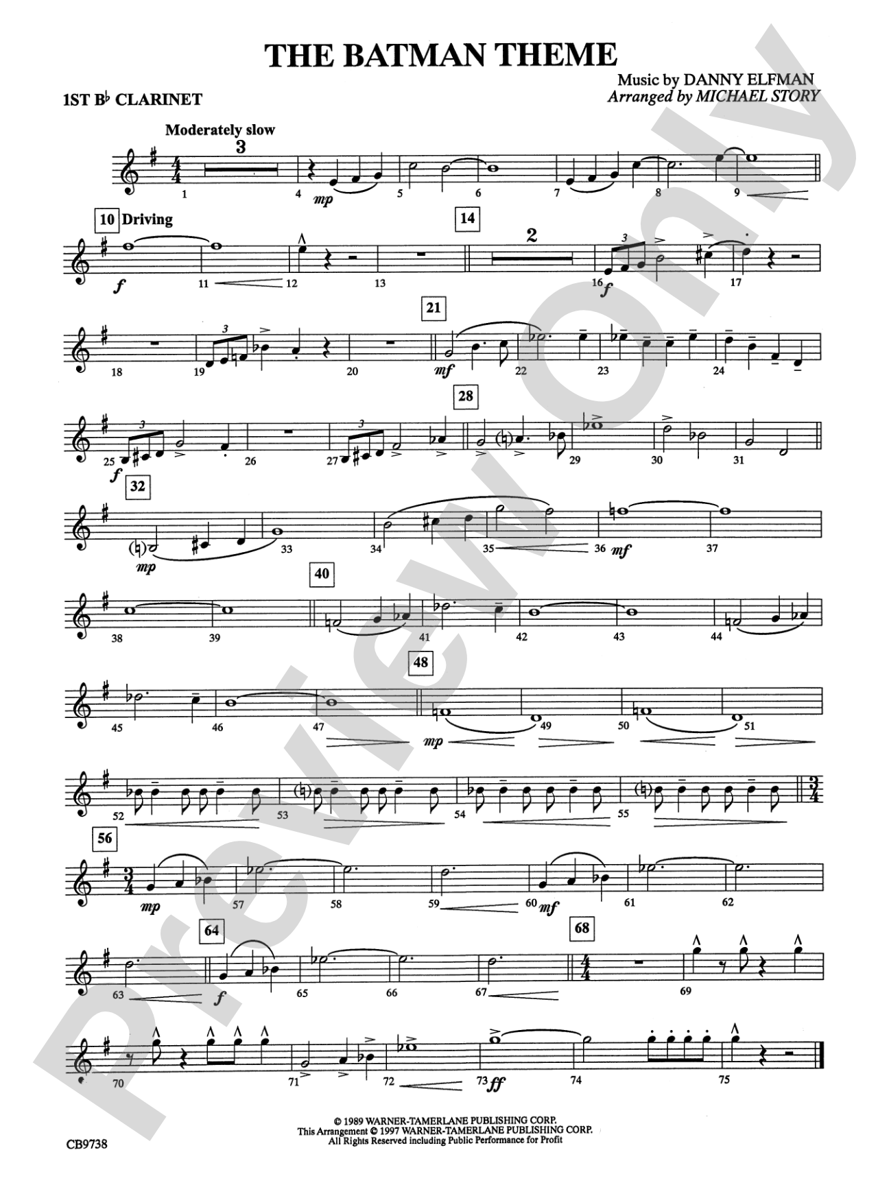 Batman Theme: 1st B-flat Clarinet