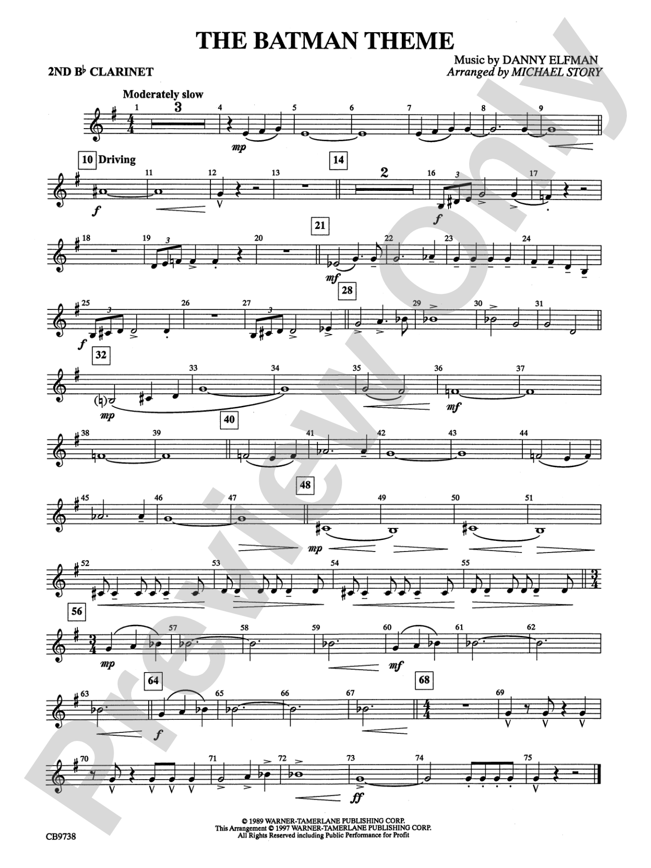 Batman Theme: 2nd B-flat Clarinet