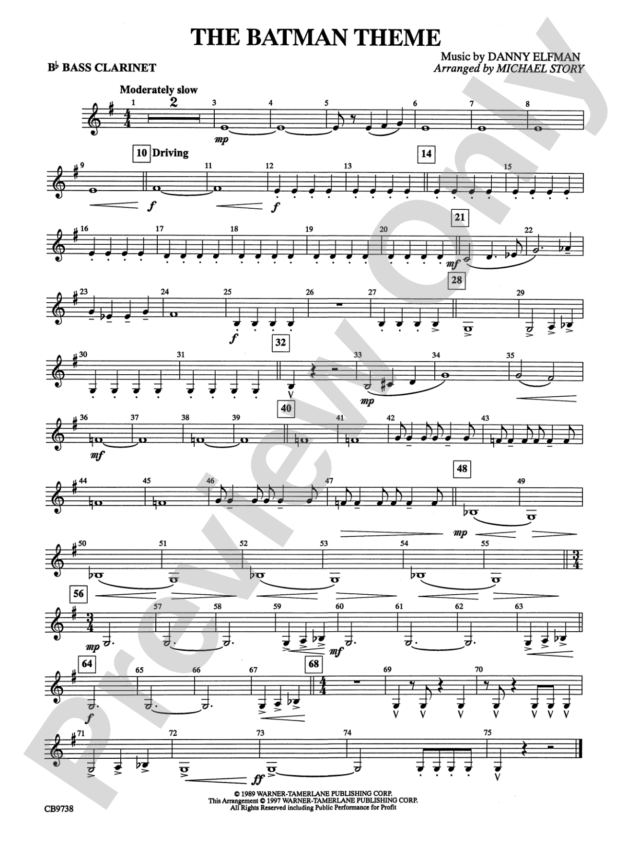 Batman Theme: B-flat Bass Clarinet