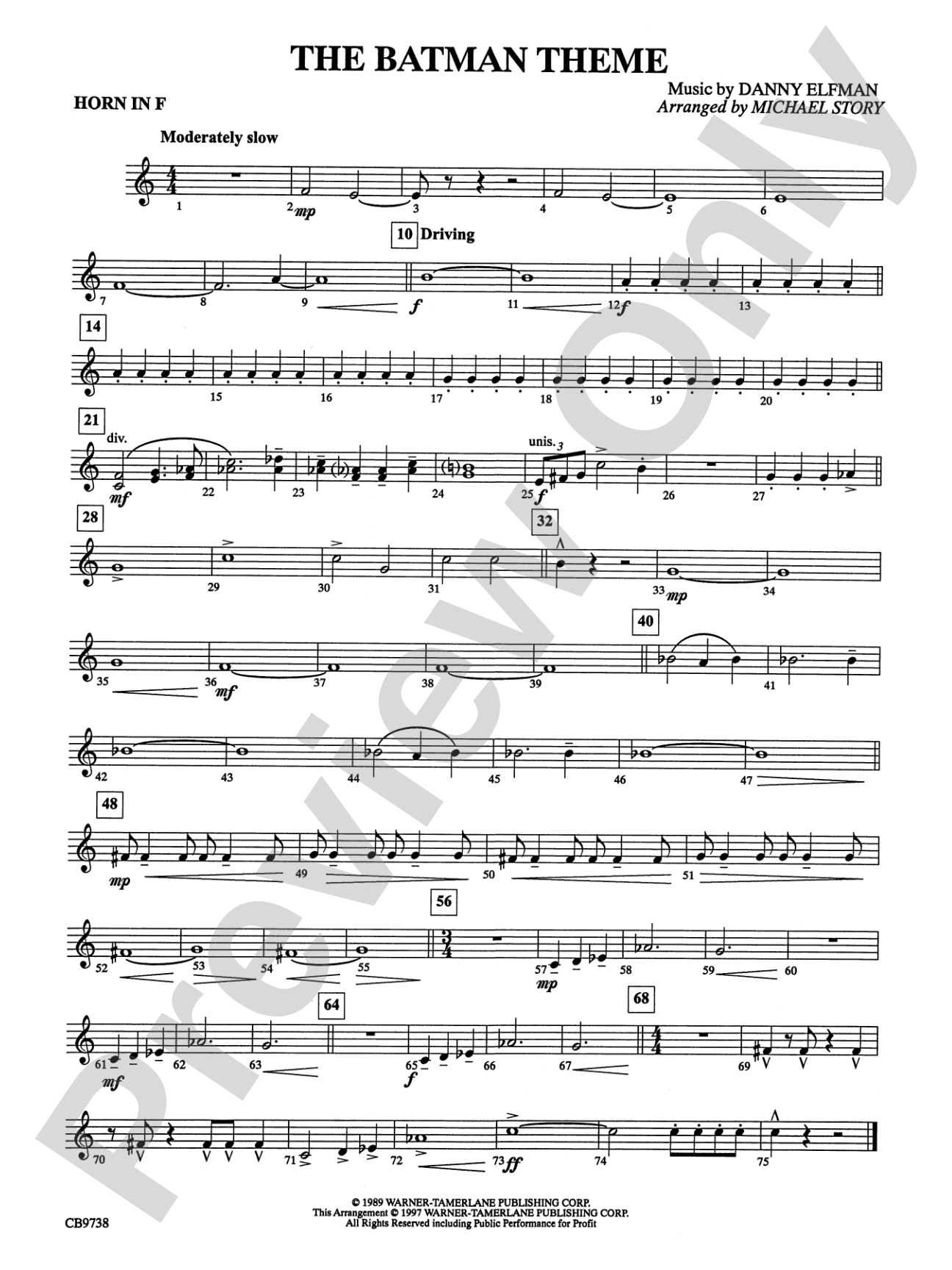 Batman Theme: 1st F Horn