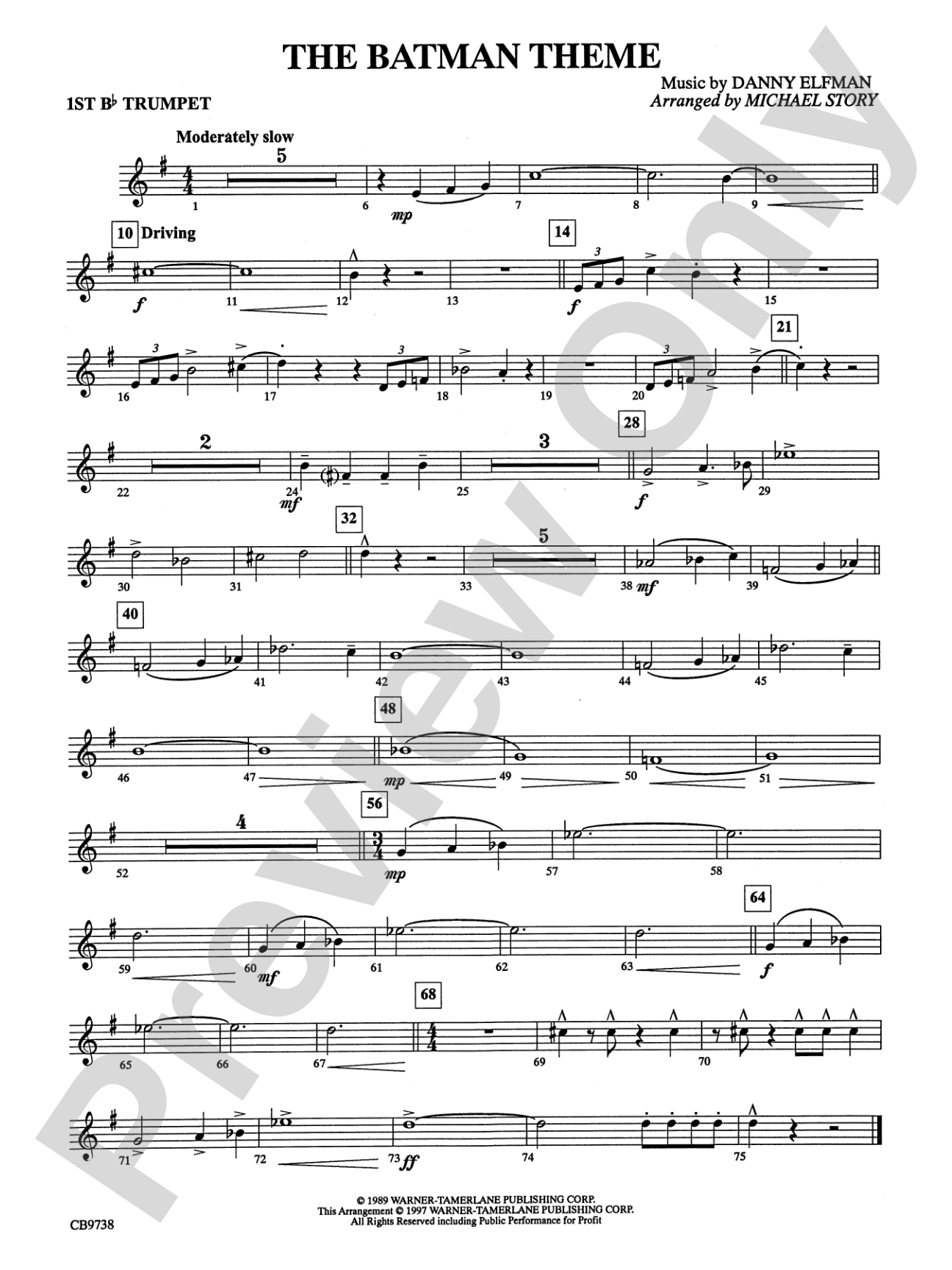 Batman Theme: 1st B-flat Trumpet