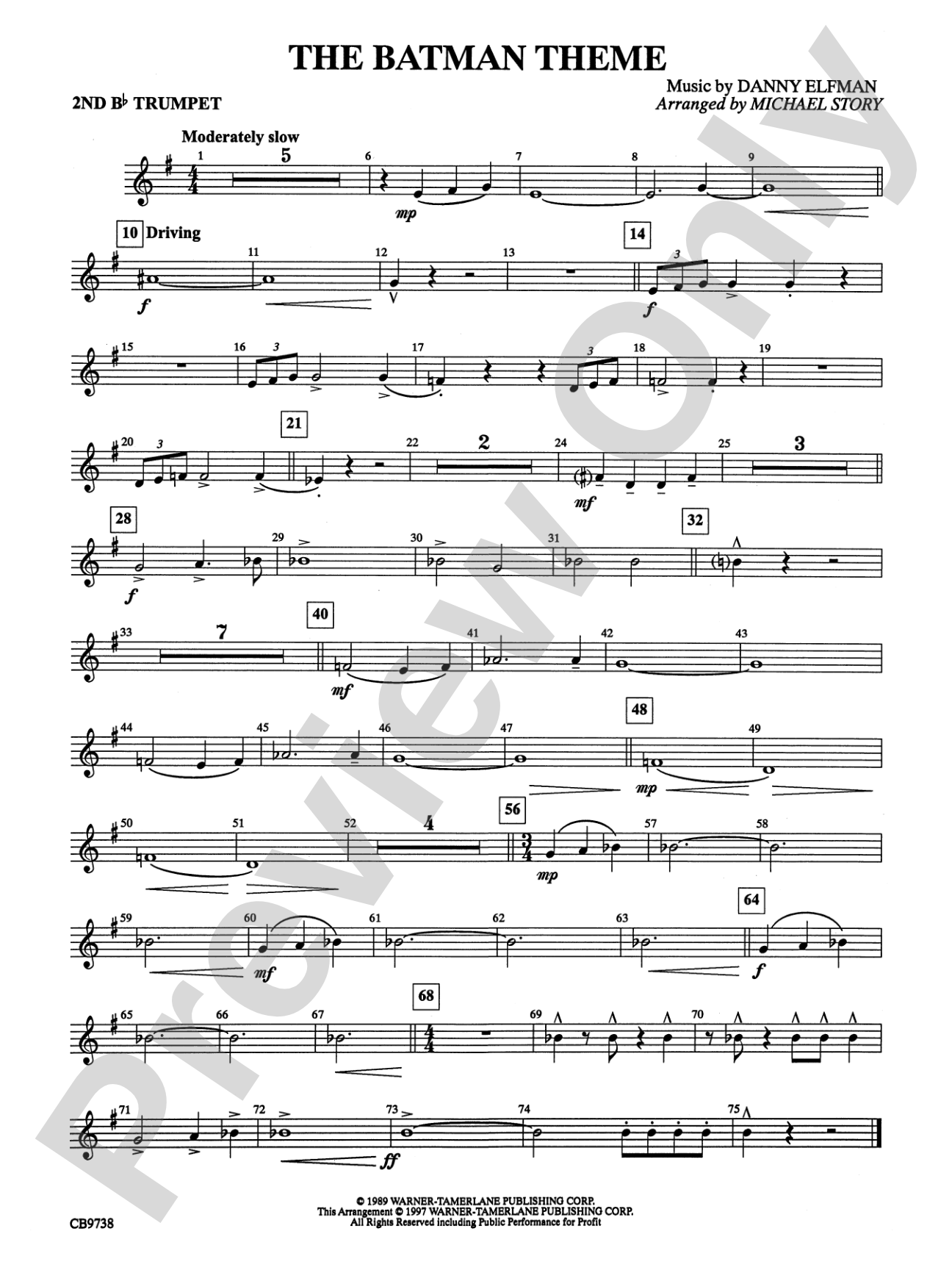 Batman Theme: 2nd B-flat Trumpet