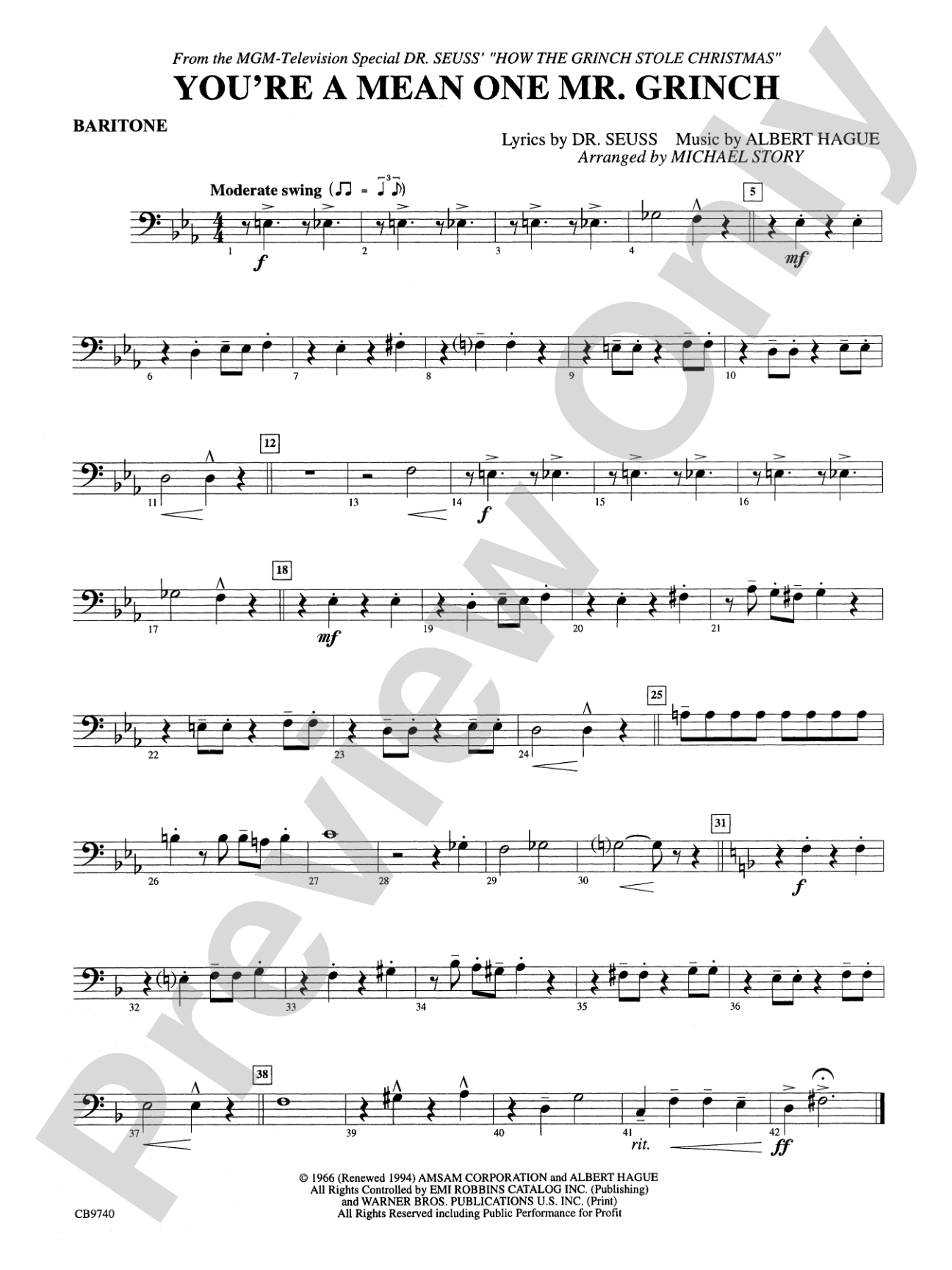 You're a Mean One, Mr. Grinch: Baritone B.C.