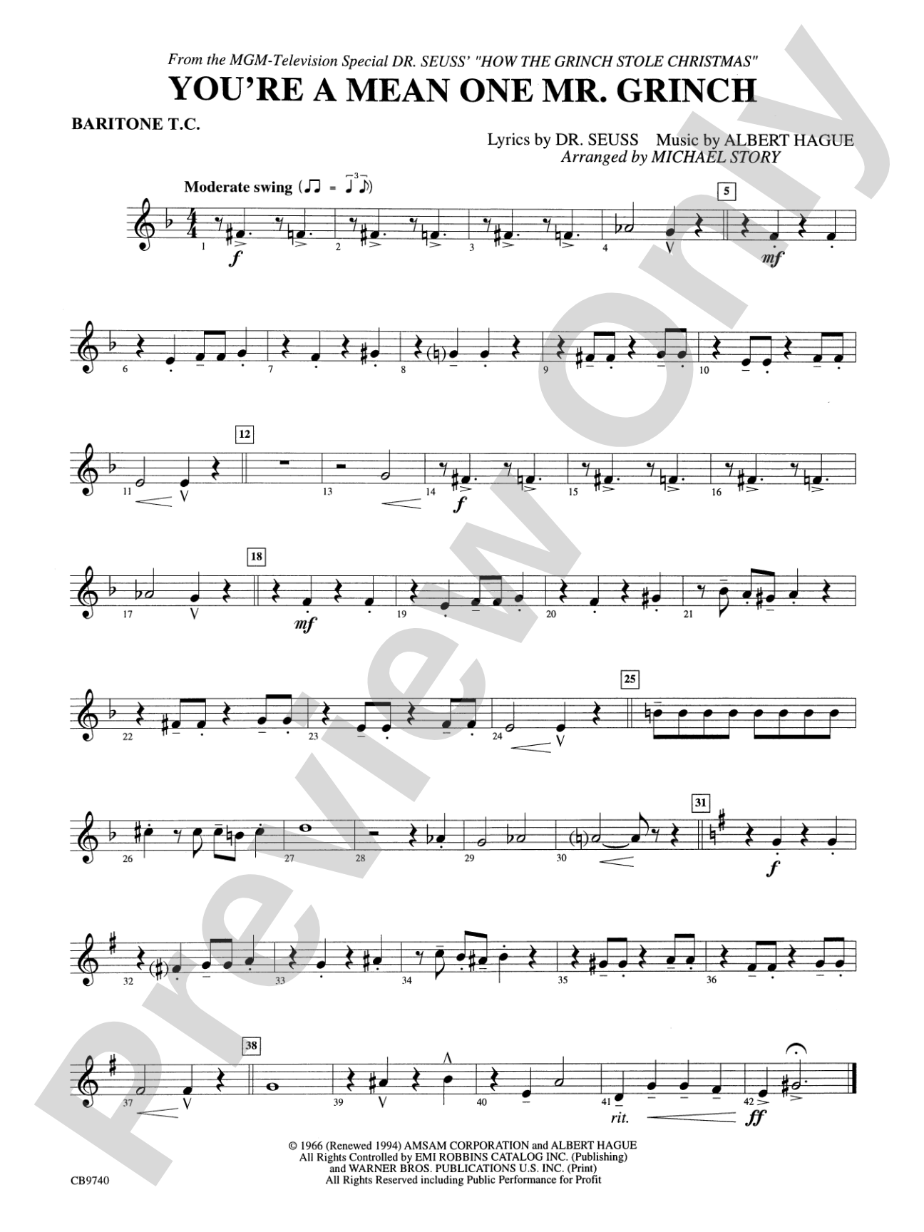 You're a Mean One, Mr. Grinch: Baritone T.C.