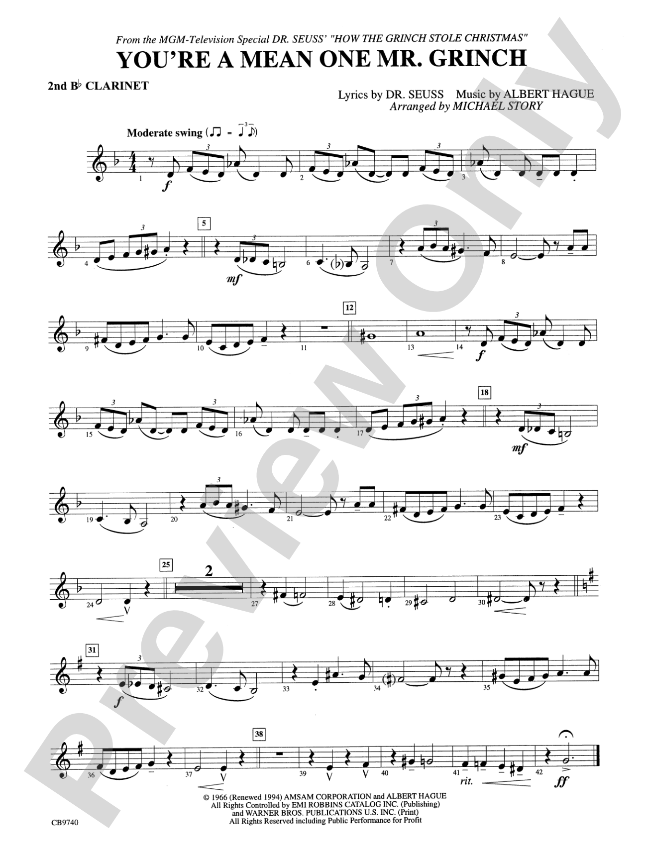 You're a Mean One, Mr. Grinch: 2nd B-flat Clarinet