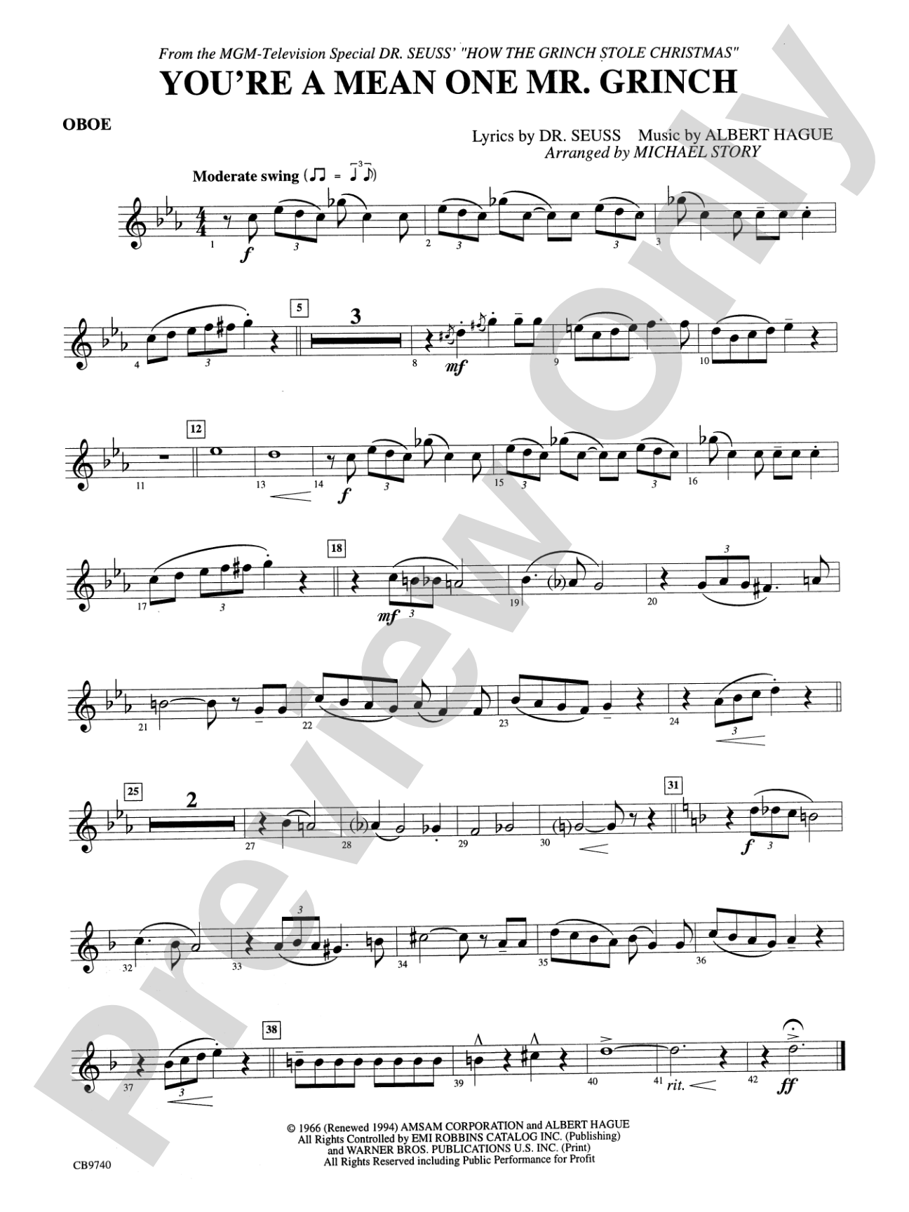 You're a Mean One, Mr. Grinch: Oboe