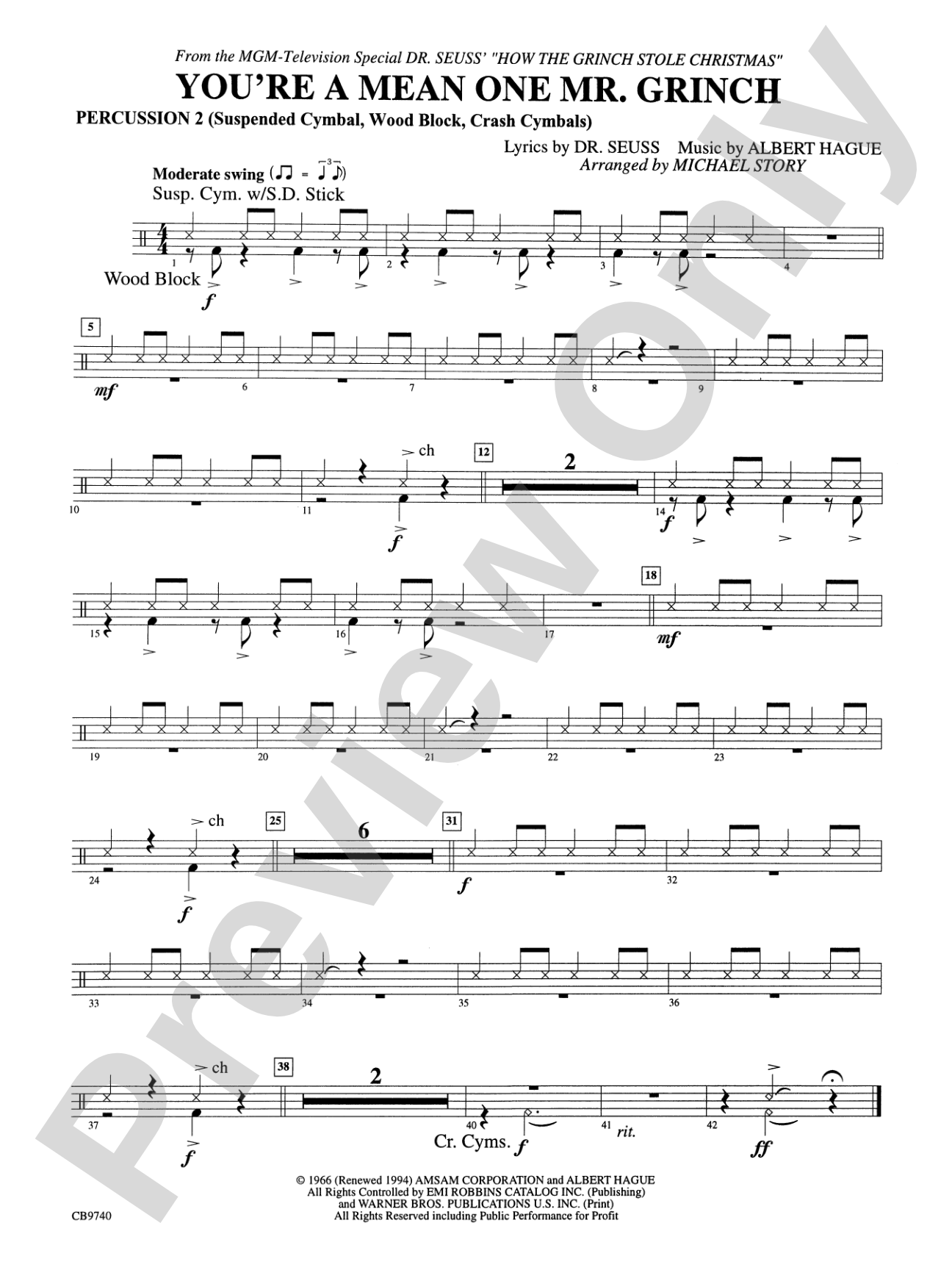 You're a Mean One, Mr. Grinch: 2nd Percussion